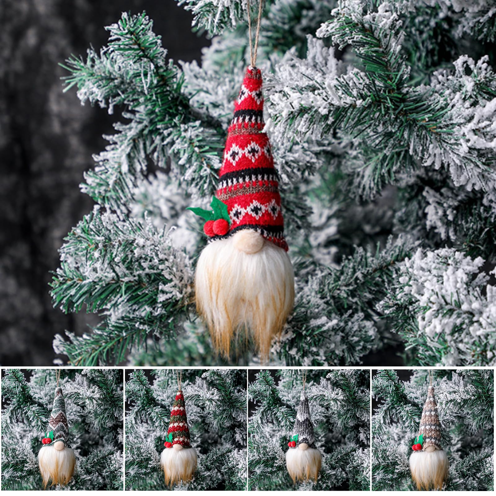 Set 8 Gnomi Natalizi Peluche 17cm - Decorazioni Per Albero E Casa | Babbo Natale Elfo - Foto 6