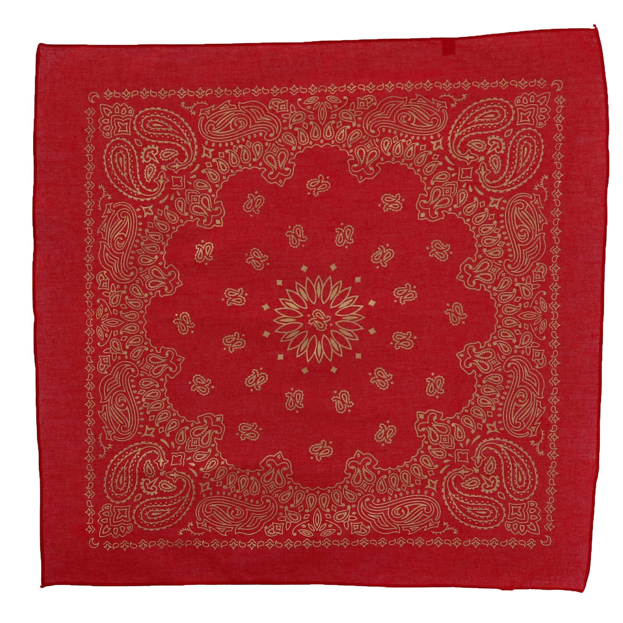 CTM Metallic Gold Paisley Print Bandana, Red