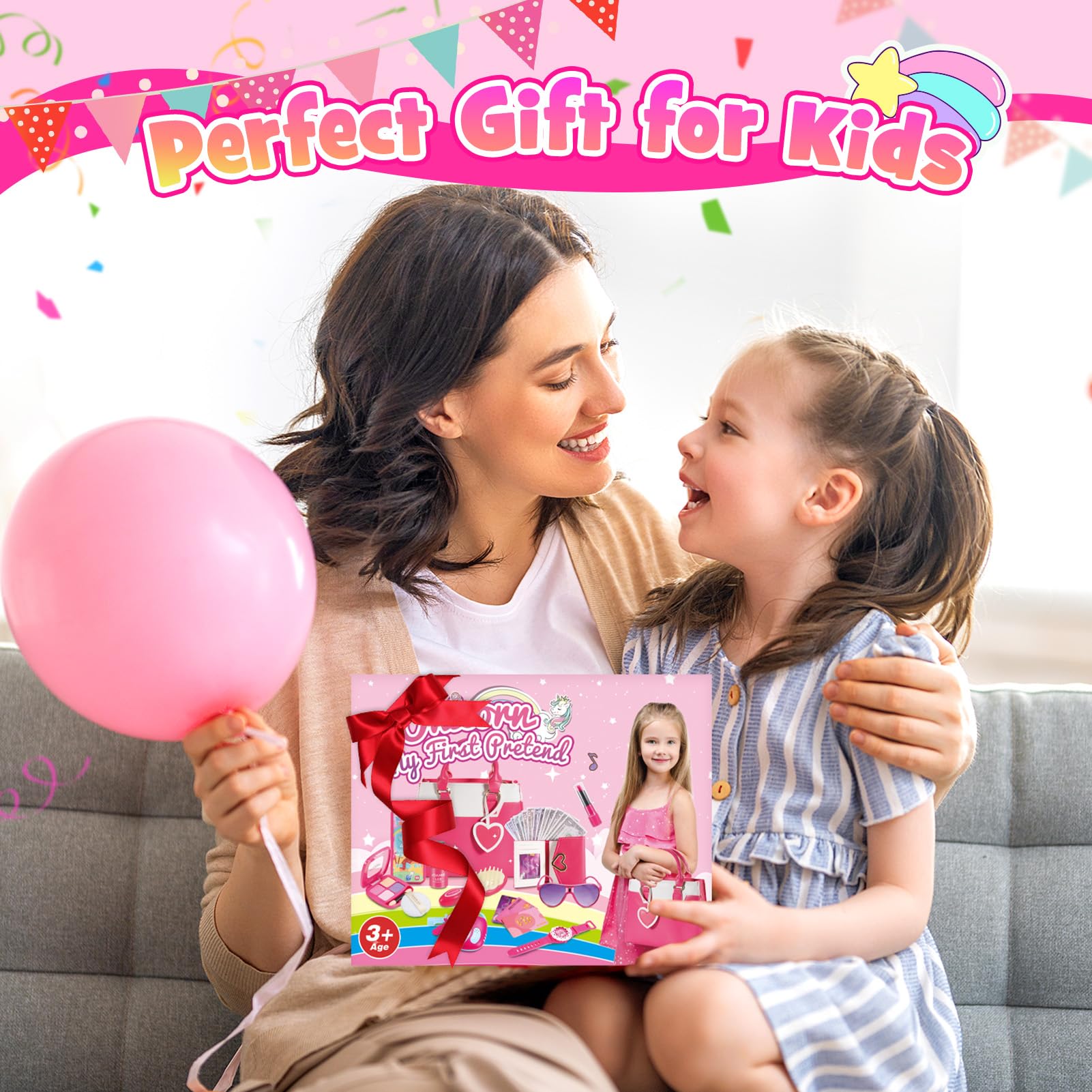 Spielzeug Ab 3 Jahre Mädchen Geschenk 3-12 Jahre, Pretend Play Kinderschminke Set Enthalten Handtasche, Wallet, Vorgeben Spielen Phone, Car Keyfob Schlüssel und Mehr