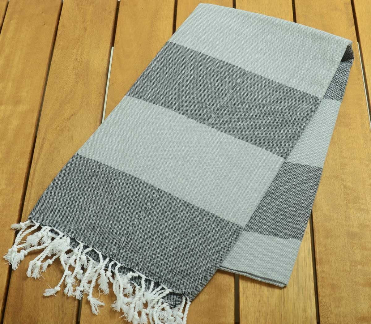 Turkish Towel High Quality Turkish Cotton Bath and Beach Pestemal Towel - Black/Gray - Spa Sauna Yoga Hammam Fouta Table Cloth Yachting Marine Swim