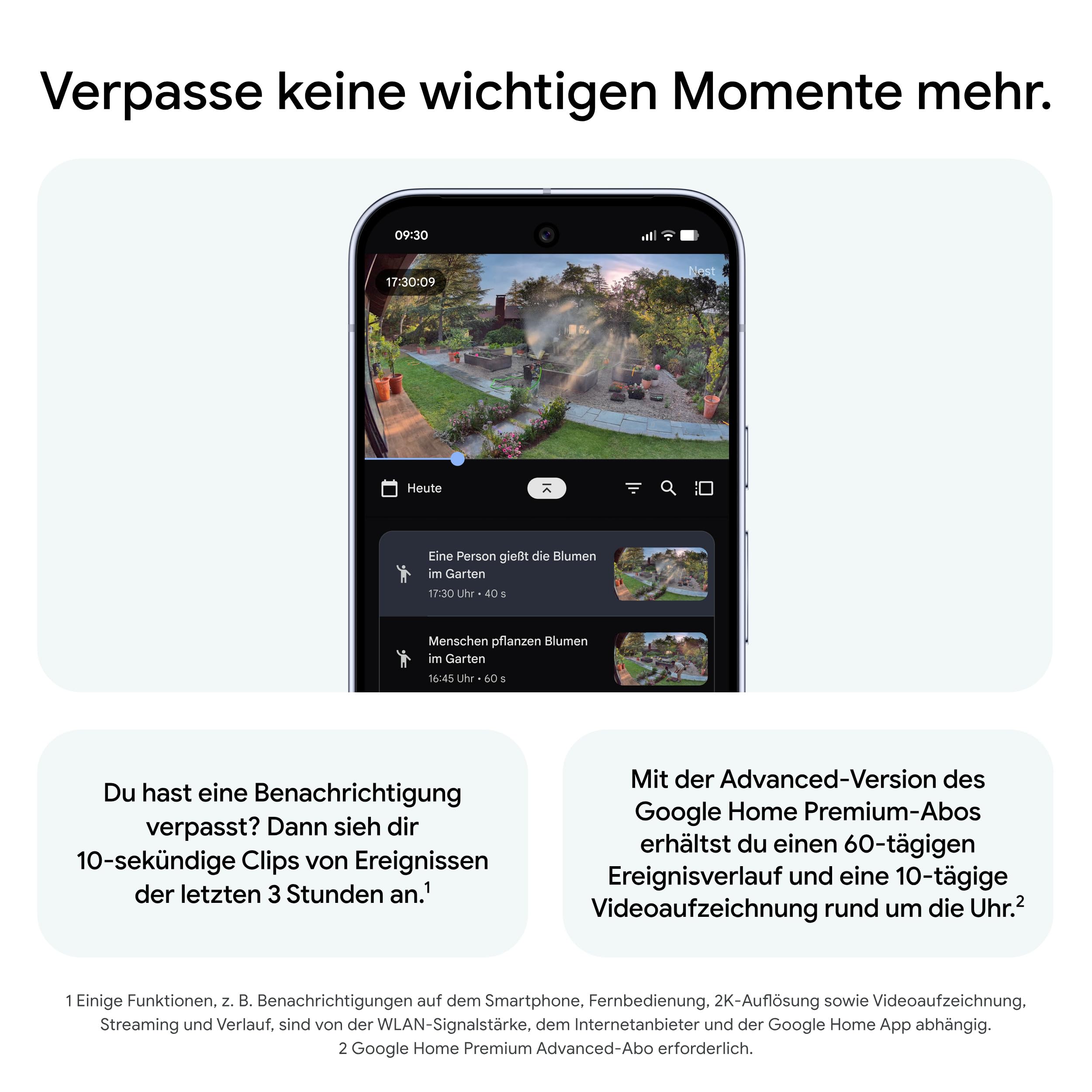 Google Nest Cam (Outdoor, mit Kabel, 2. Generation) – Sicherheitskamera für den Außenbereich mit 2K-Video – Funktioniert mit Google Home – Snow