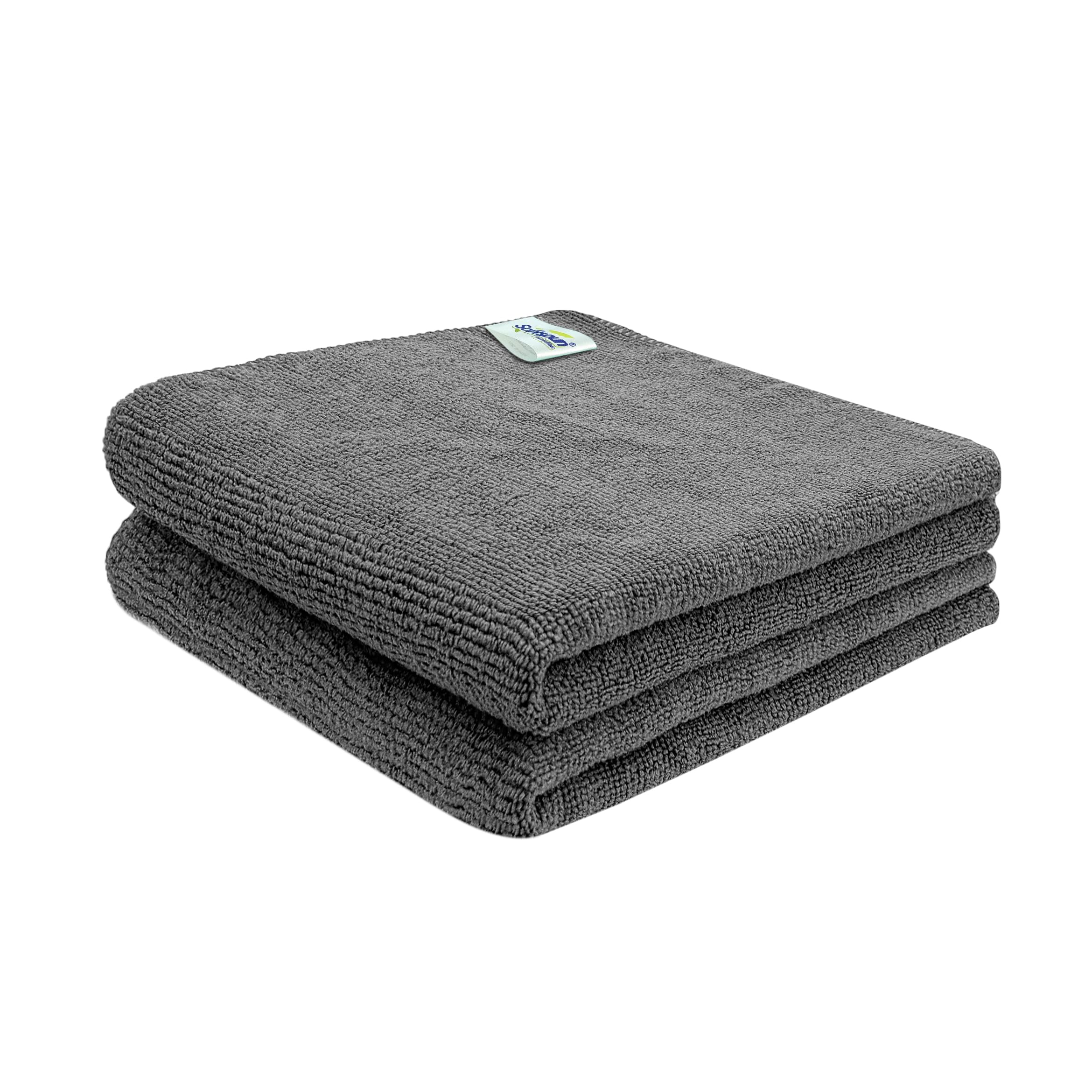 Microfiber Cloth - 2 pcs - 340 GSM Grey! Thick Lint & Streak-Free Multipurpose Cloths - Automotive Microfibre Towels for Car Cleaning Polishing Washing & Detailing