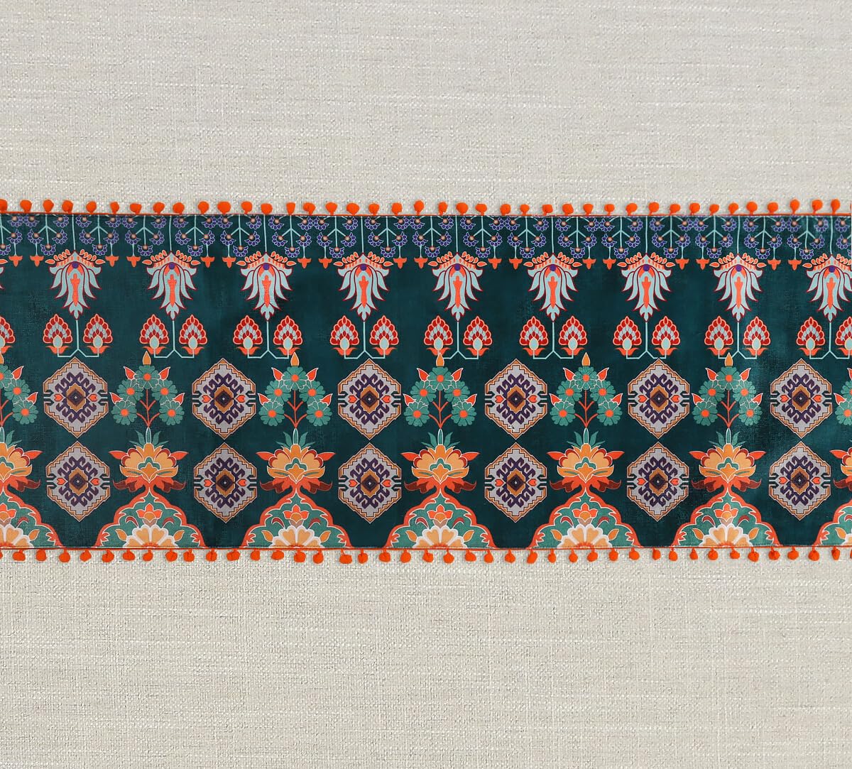 India Circus by Krsnaa Mehta Evergreen Essence Printed Micro Velvet 4 Seater Table and Bed Runner (94 x 14 inches) 2
