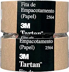 Scotch, 3M, Fita de Empacotamento, Tartan, Papel, Marrom, 50mmx50m, 2 rolos