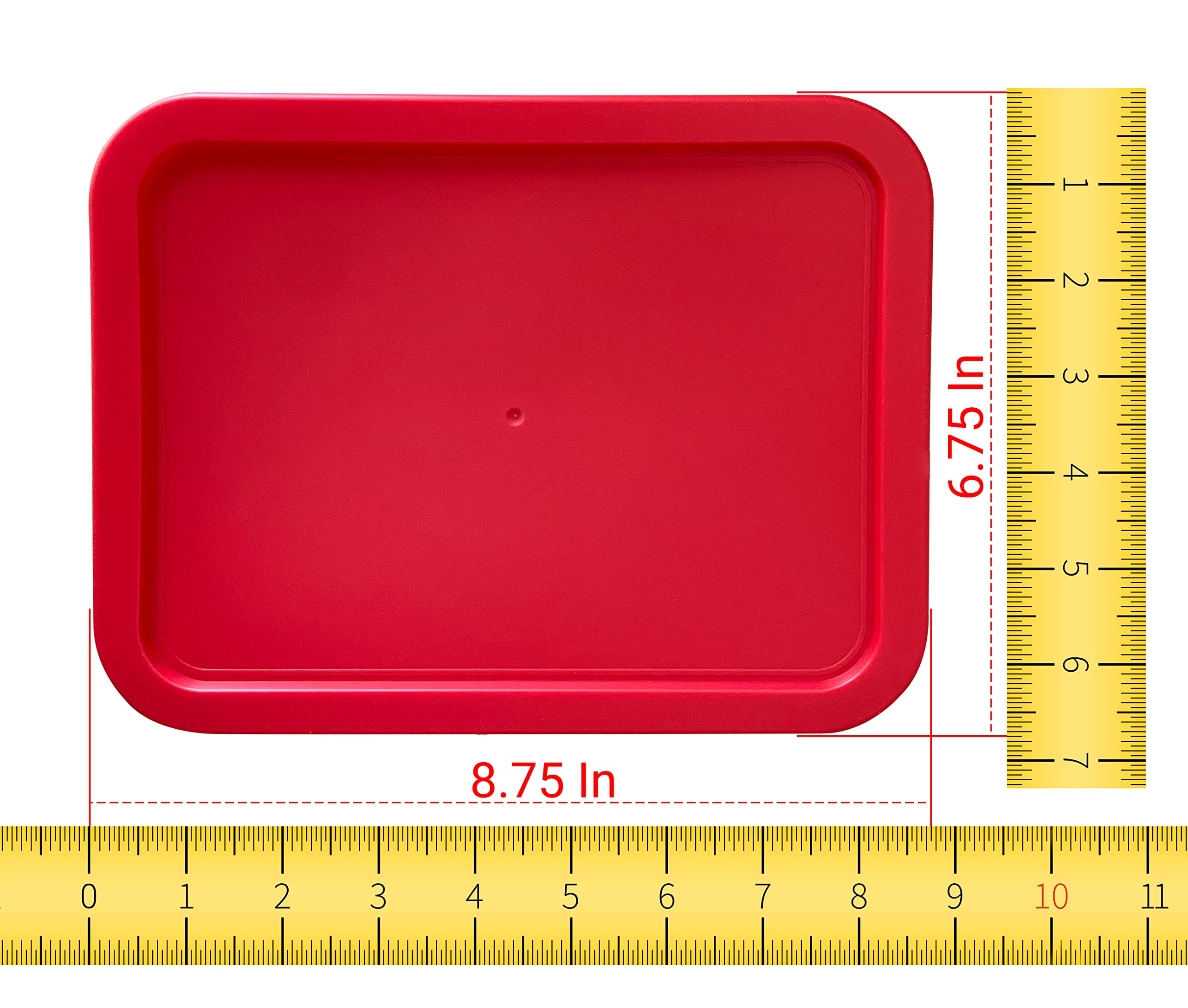 Lot de 10 couvercles de rechange pour bols Pyrex 7211-PC rectangulaires en plastique de 6 tasses, hermétiques et étanches (22 x 17 cm), rouge