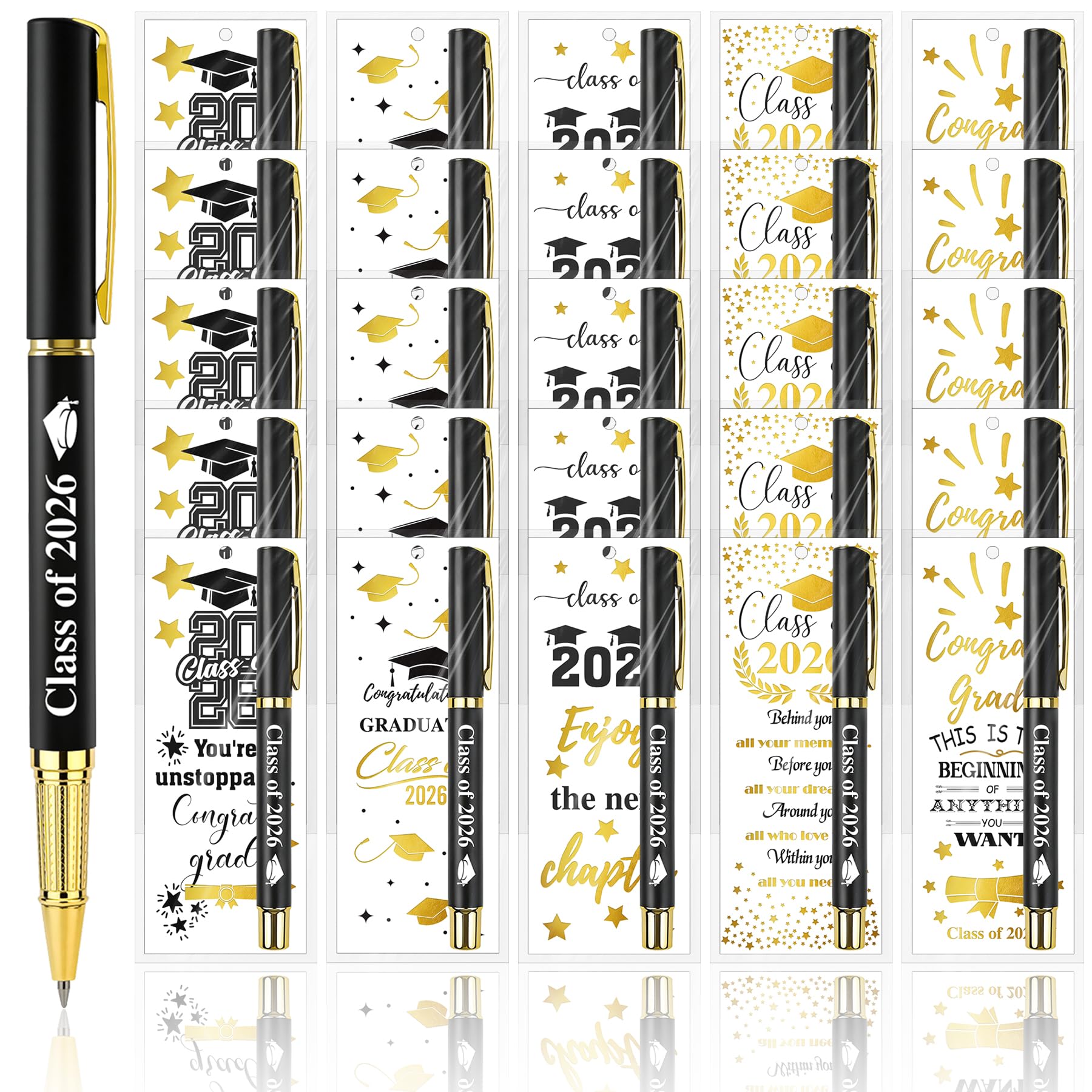 30 Sets Graduation Party Gifts Gel Pens Class of 2026 Bulk with Bookmarks Clear Bags Congrats Grad Party Favors Black Ink School College Inspirational for Students Her Him Thank You Classmates
