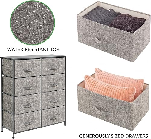Miniatura 3 de mDesign Mueble de almacenamiento con marco de acero de 38.31 pulgadas, con 8 cajones de tela extraíbles, organizador grande para dormitorio, sala de