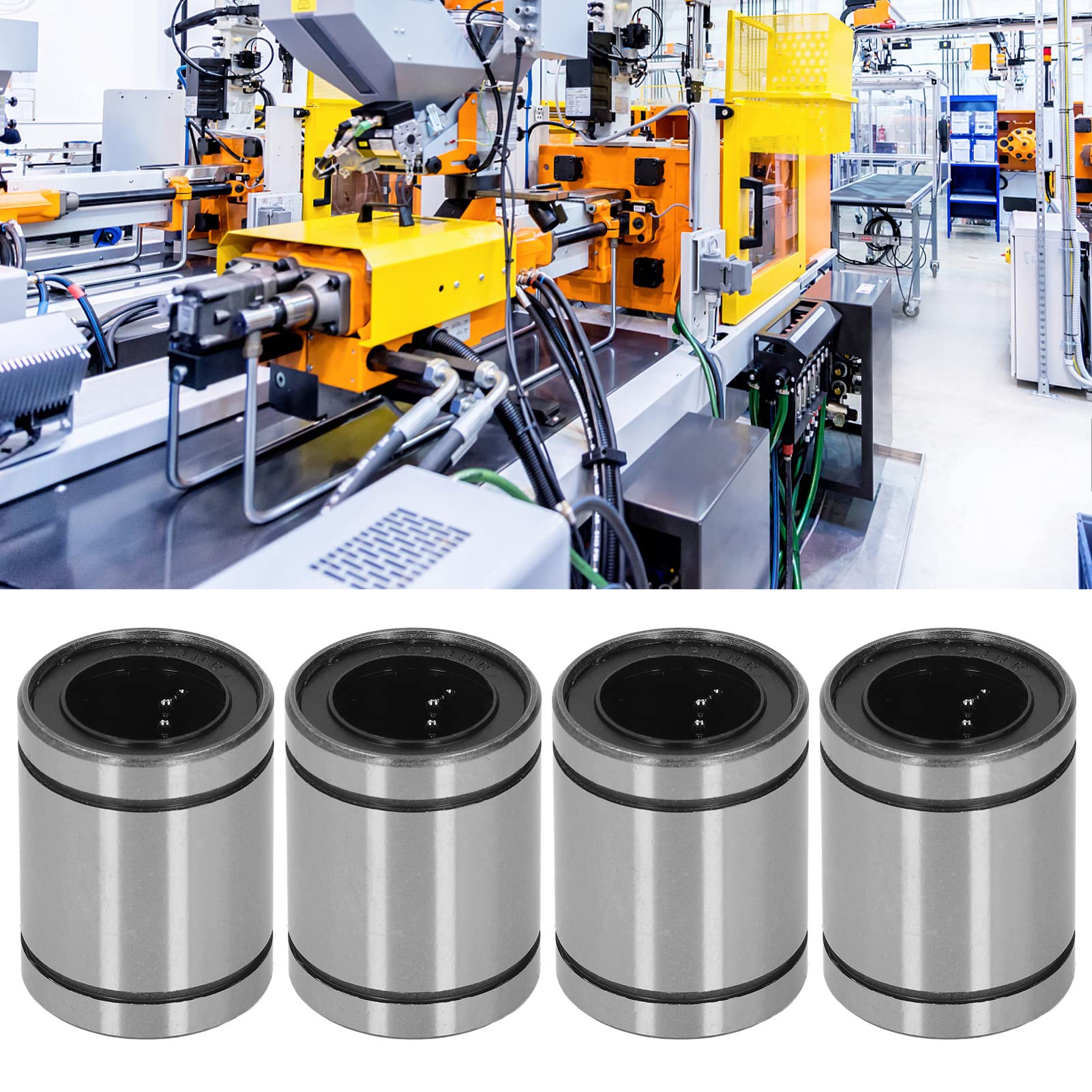 Respicefinem 4Pcs Linear Motion Bearing Steel 20mm ID 32mm OD 48mm Width LM20UU for Machine Equipment