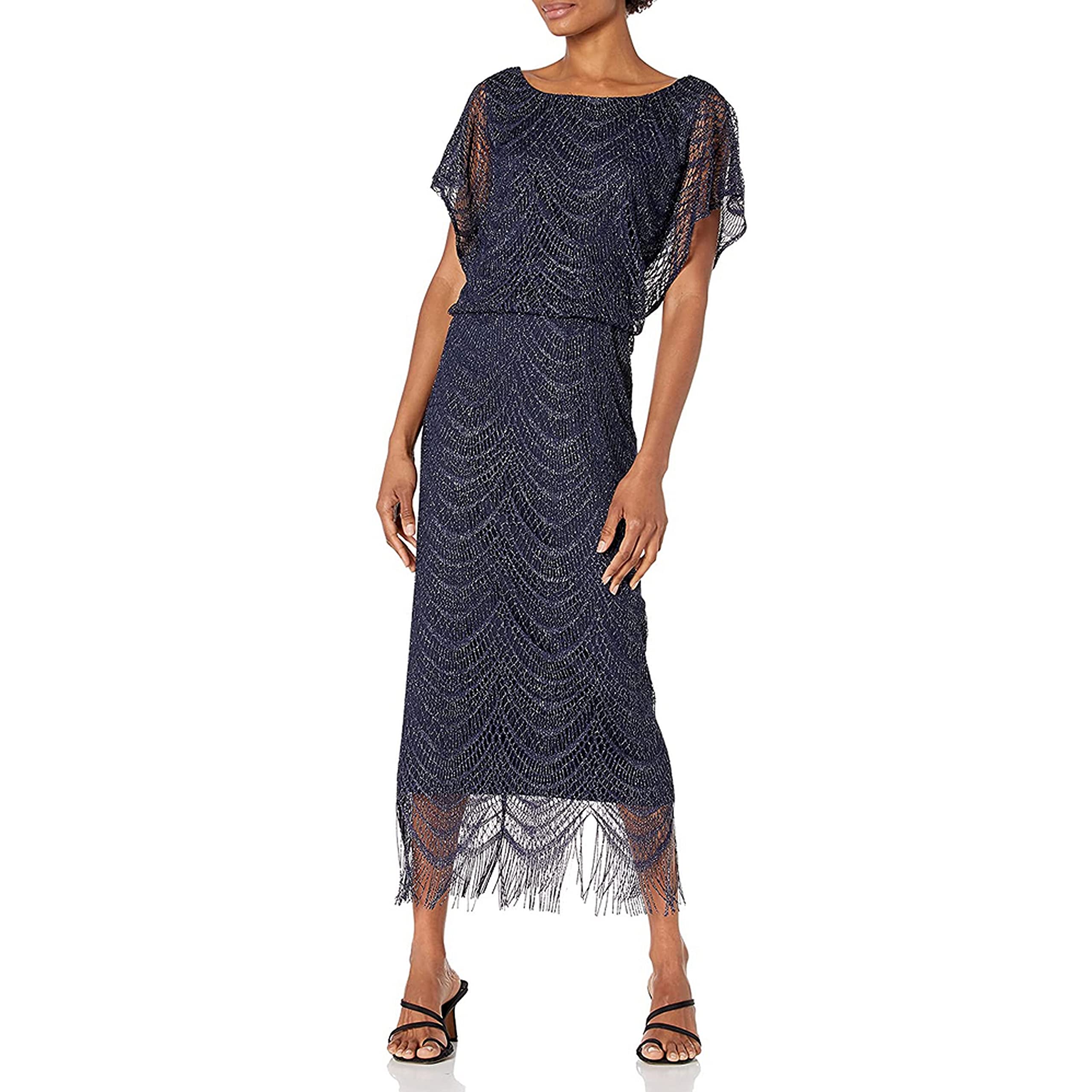 S.L. Fashionswomens Metallic Crochet Dress - Discontinued Special Occasion Dress