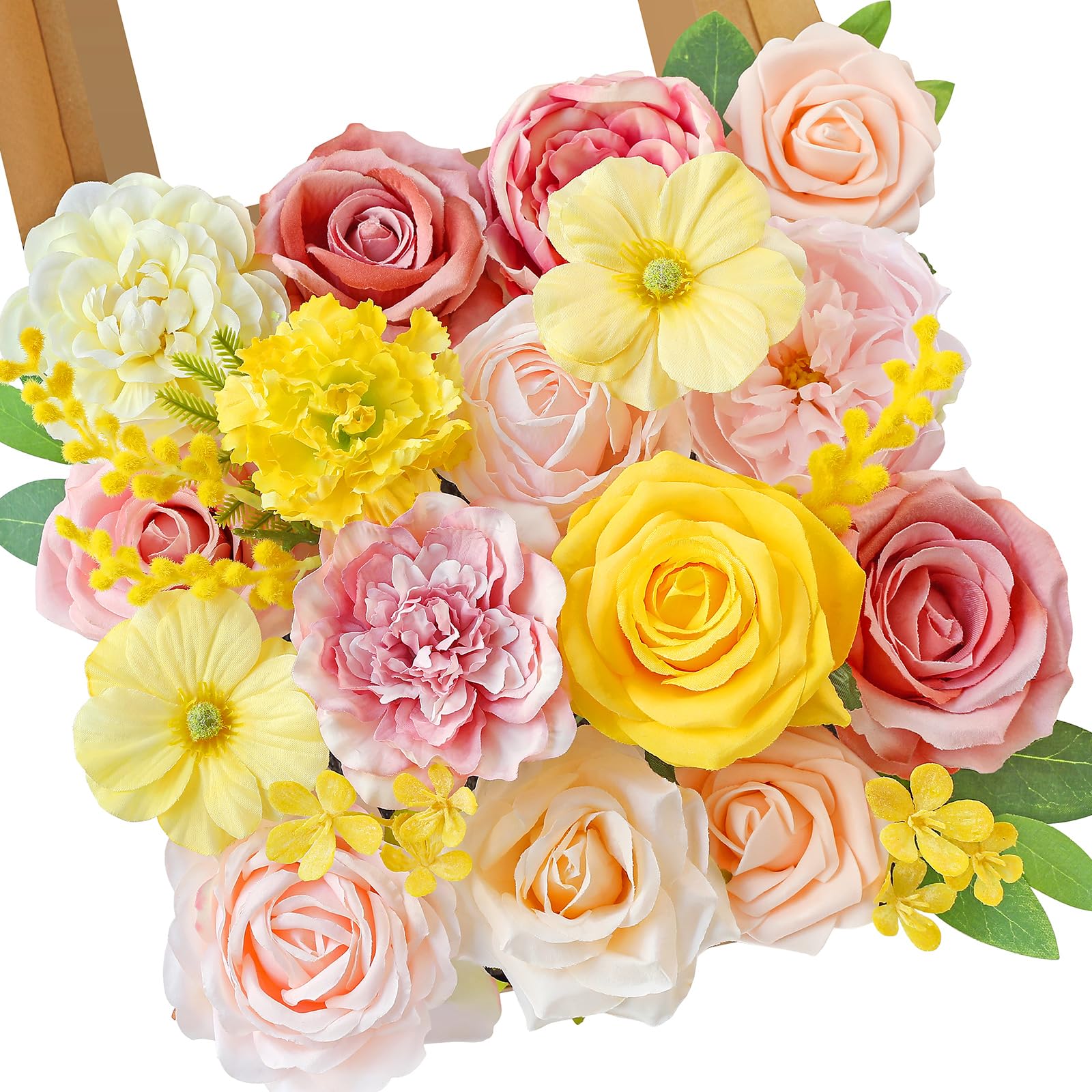 Amazon.com: Serwalin Artificial Flowers,Pink Yellow Silk  display picture 2