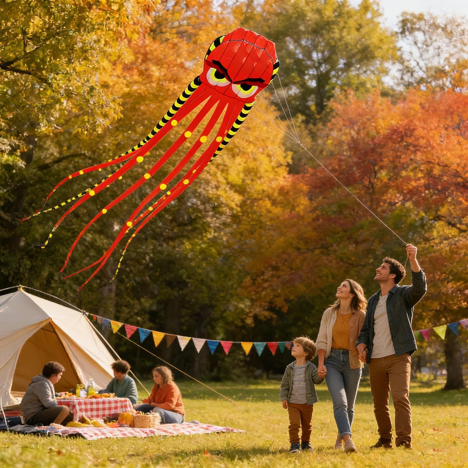 Cerf-volant pieuvre – Grand jouet d'extérieur de 7,9 m | Cerf-volant géant pieuvre de 7,9 m | Cerf-volant de plage pour adultes | Pour famille, vacances d'été, anniversaire, fête en plein air, jardin