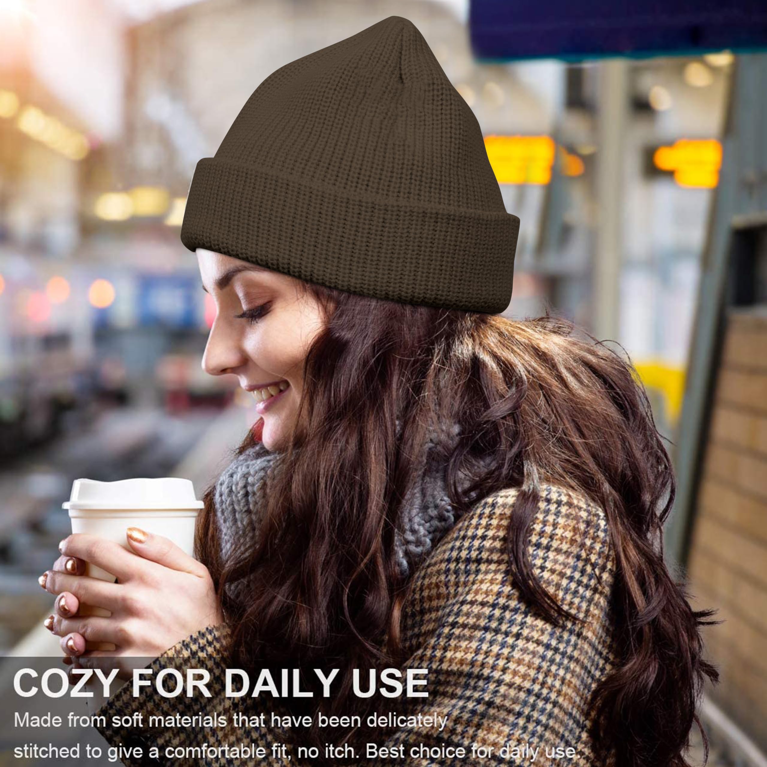 NORTHWIND Winter Cap for Men, Winter Cap for Women, Beanie Cap for Men, Woolen Cap for Man, Woolen Cap for Women, Beanie Cap for Woman, Winter wear (Coffe) - Image 3 thumbnail