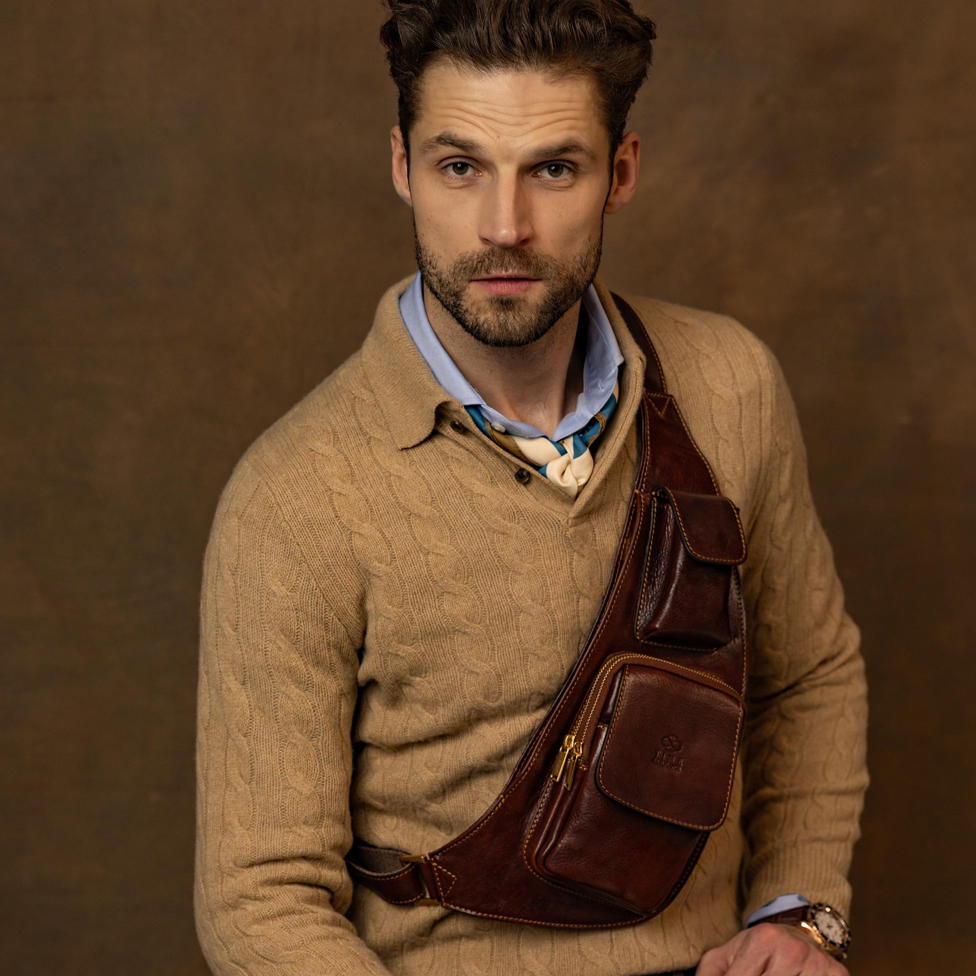 Time Resistance Sac À Bandoulière En Cuir - Sac À Bandoulière Pour Homme Et Femme - Sac À Dos À Bandoulière Fait Main
