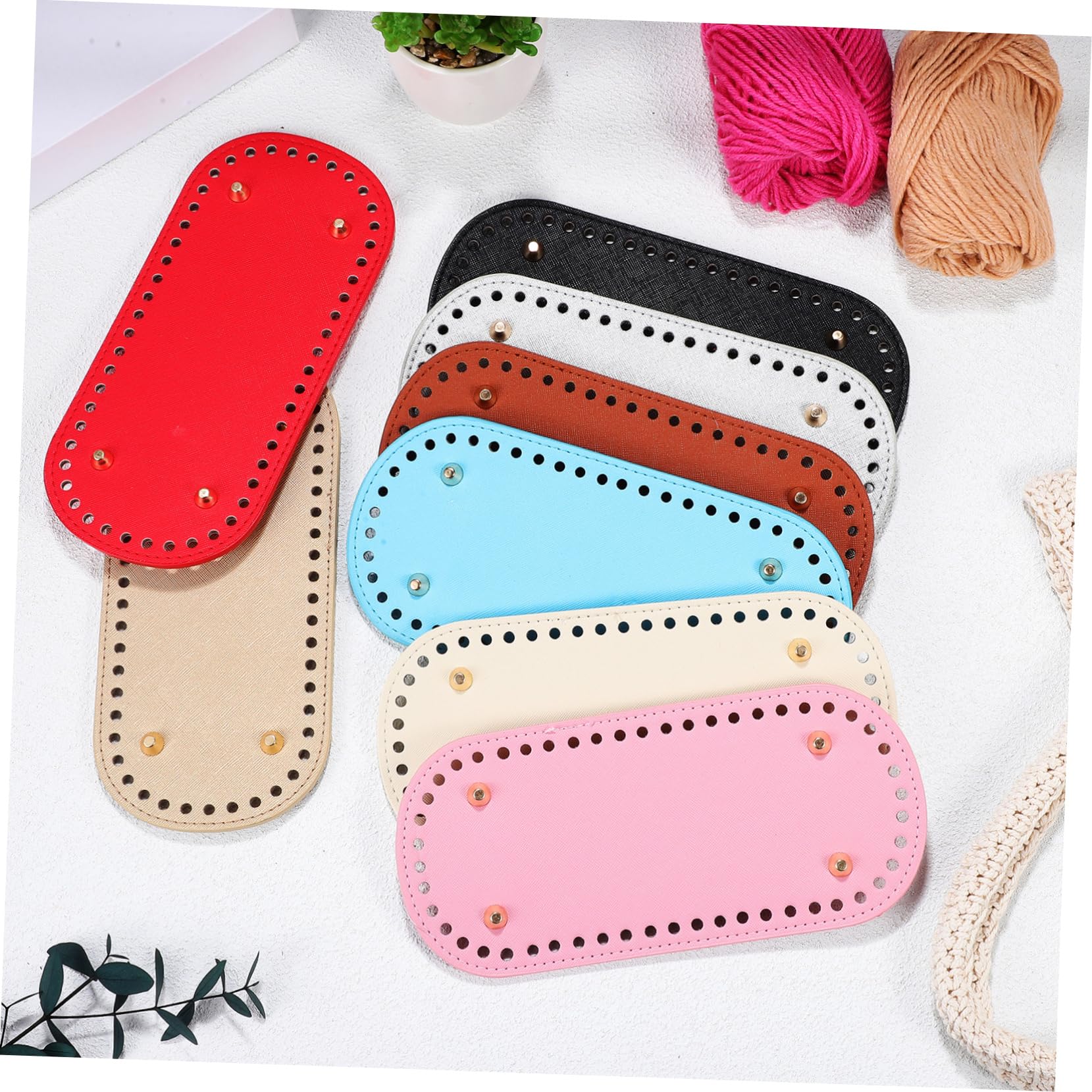 Ovale Taschenboden mit Löchern und Vier Nageldesign 8 Stück aus Pu Leder Selbstgemacht Handtaschenformer für Frauen Handtasche und Häkeltaschen Zubehör