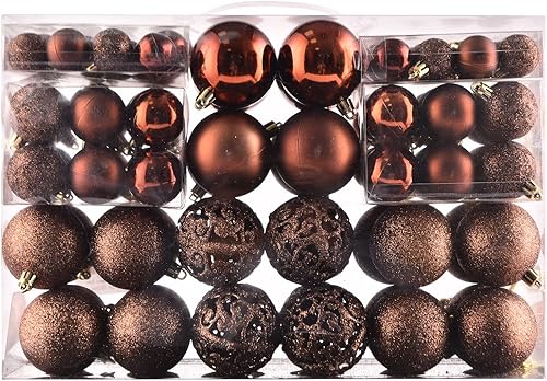 Juego de 100 bolas decorativas inastillables para árbol de navidad en empaque de regalo portátil y reutilizable, ornamentos para decoración navideña