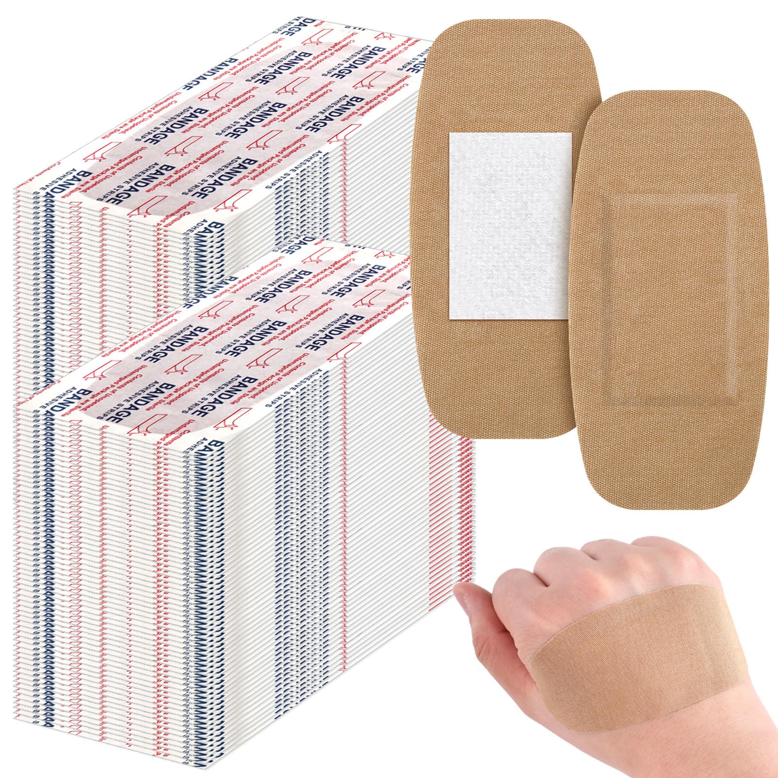 Sinmoe 400 Pcs Large Bandages Bulk Big Flexible Adhesive Wound Care Fabric Bandages for Care and Protect Wounds, 2 x 4 Inch