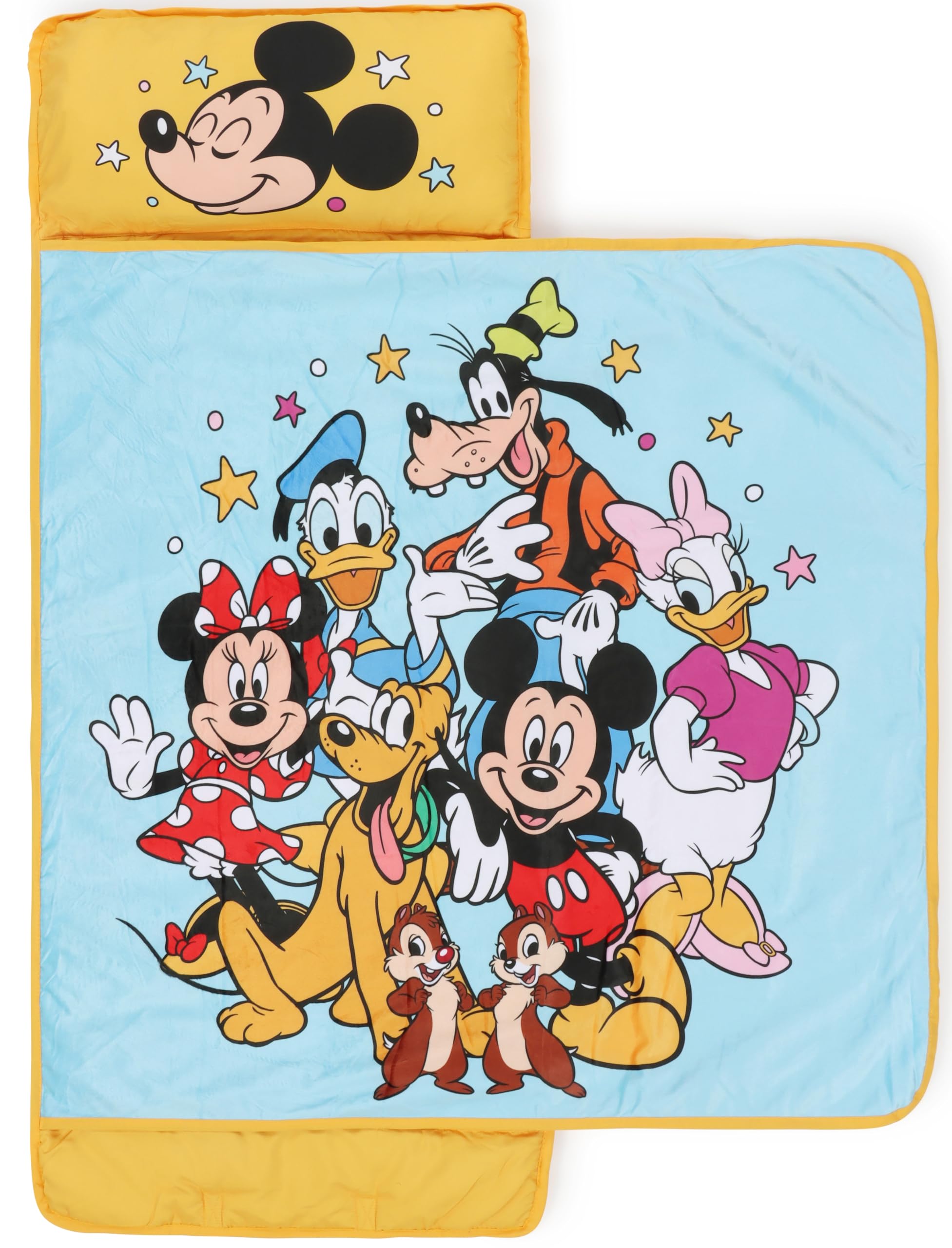 Jay Franco Kids Nap Mat with Embedded Pillow &amp; Blanket – Soft 46"x20" Microfiber Sleeping Bag with Name Tag &amp; Handle for School, Travel, Sleepover