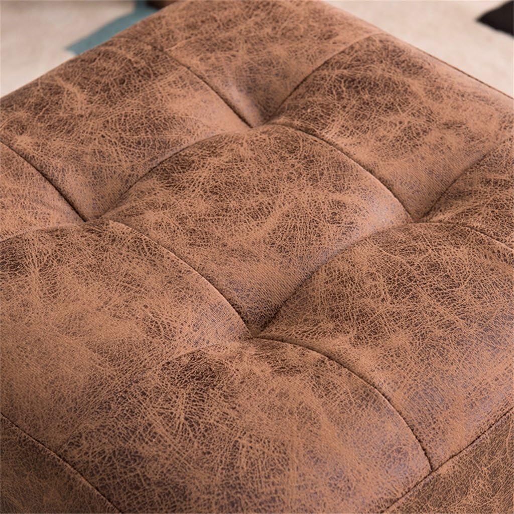 Foot Rest Stool/Seat Wood Square Foot Stools | Modern Ottoman Pouffe Upholstered Footrest Chair | Shoe Bench Foot Stool Change 4 Legs (Khaki)