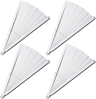 25 Blade Long Feeler Gauge Set 0.038-1.02mm, Stainless Steel Feeler Gauge Dual Marked Metric and Imperial Measuring Tool, Silver (4 Pcs)