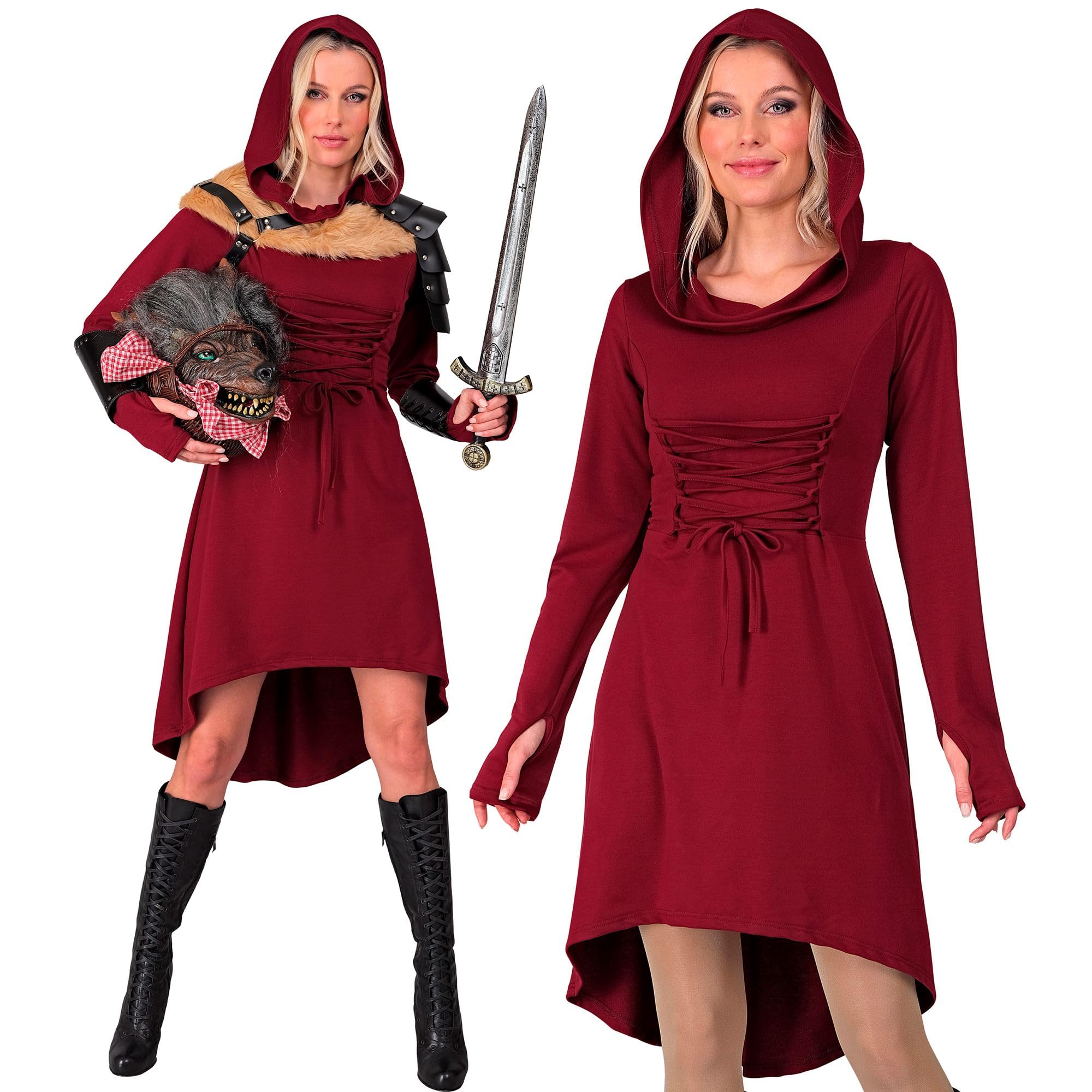 W WIDMANN Milano Party Fashion Women's Mittelalter/Gothic-Kleid Medieval Dress, red, L