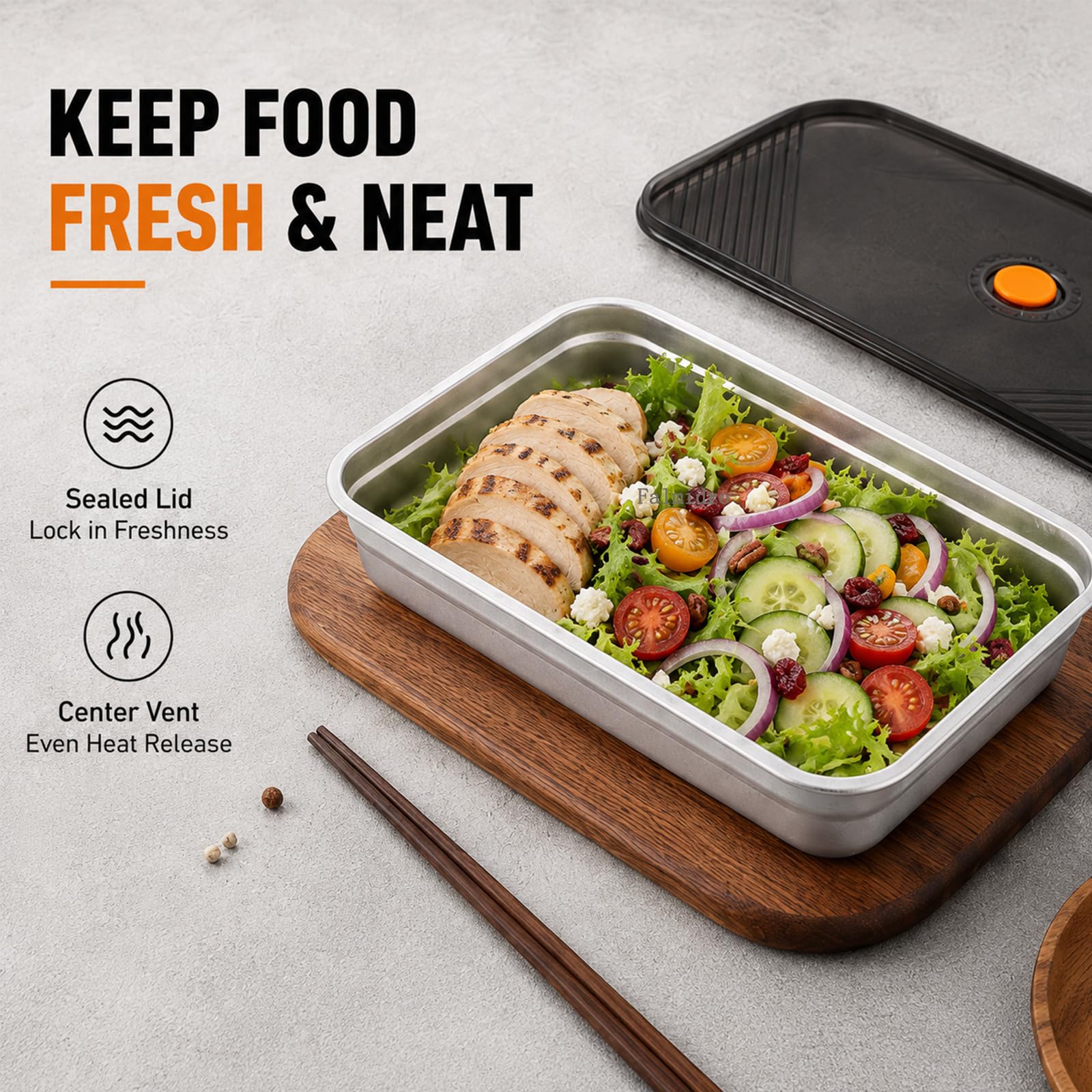 [Paquet de 2] récipients de préparation de repas en titane, boîte de stockage des aliments avec couvercles,Style b