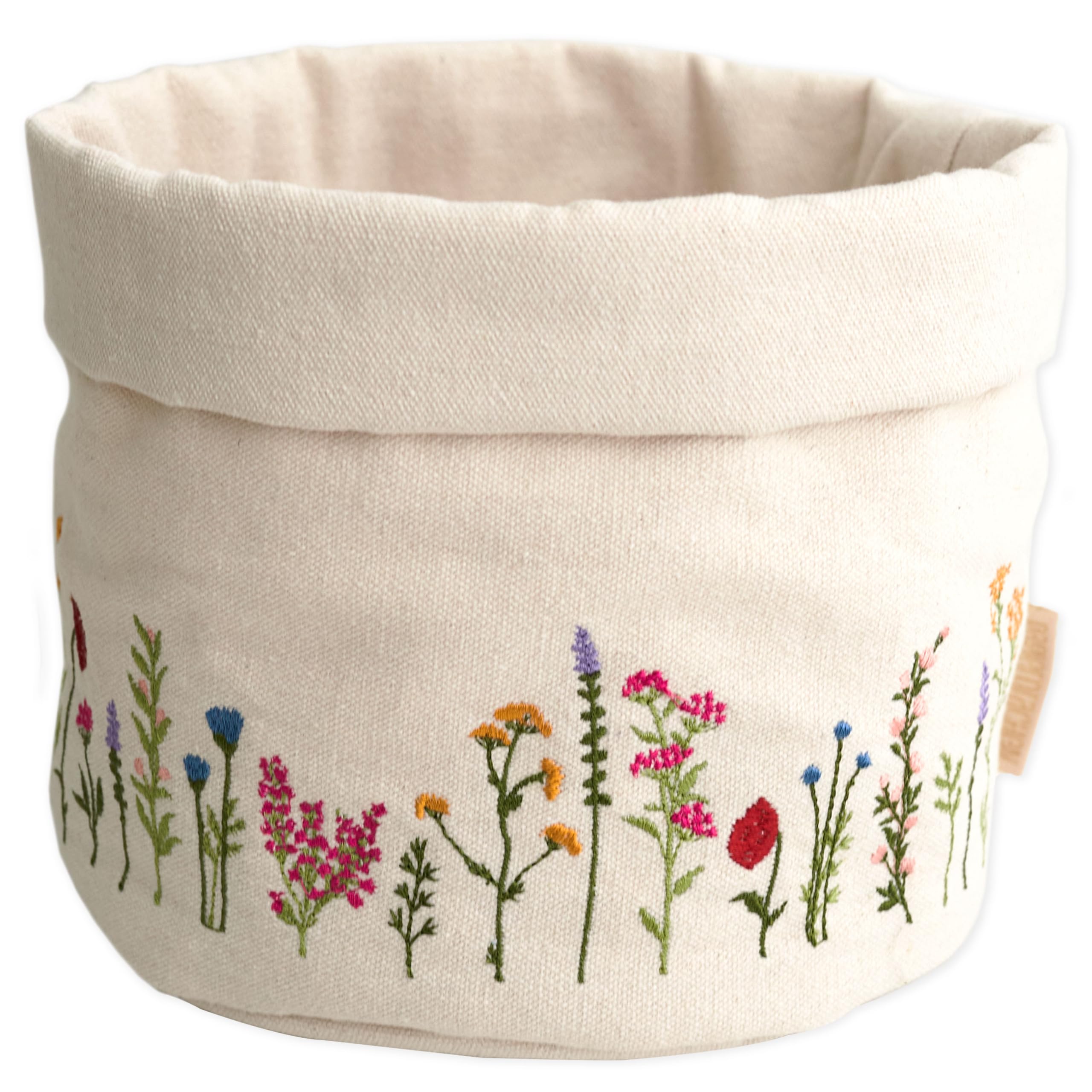 Papierdrachen Brotkorb "Frühlingswiese" - charmante Tischdekoration - mit hochwertiger Blumenbestickung in Wiesenoptik