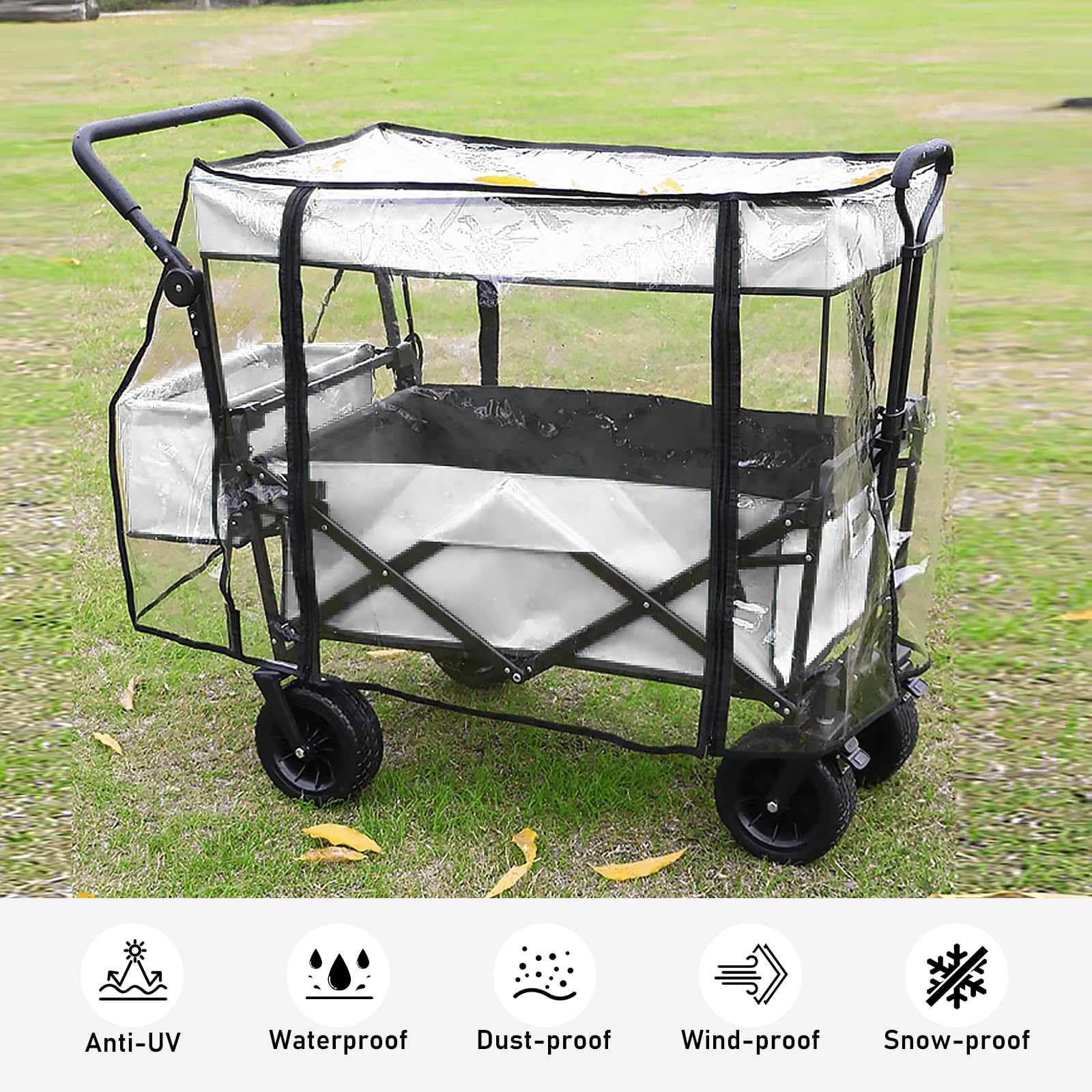 Bollerwagen Regenschutz, Regenschutzs Bollerwagen Universal, Regenverdeck Bollerwagens Transparent Faltbare Bollerwagens Zubehör für Handwagen Strand Regenschutzhülle