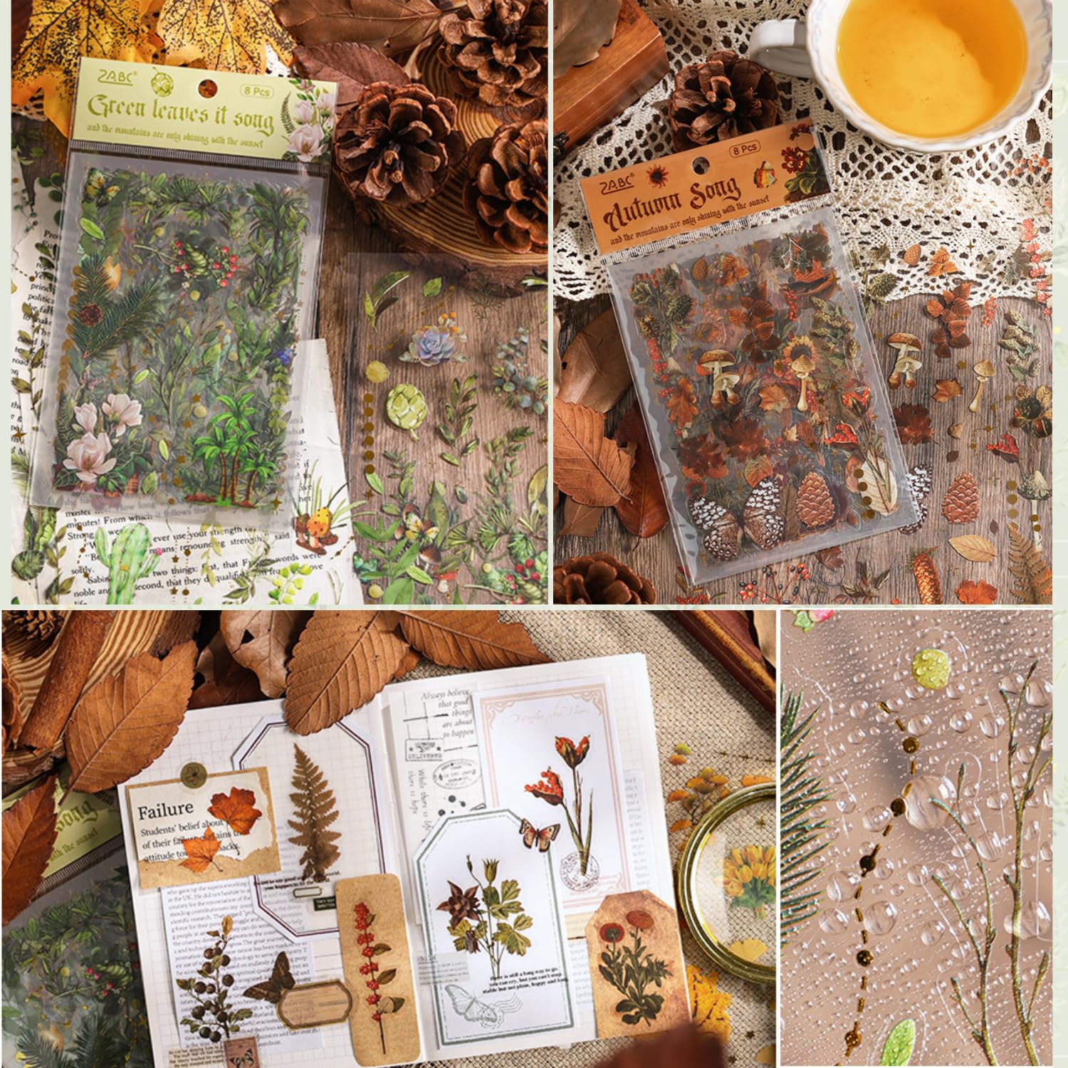 FunBlast Kawaii Sticker Set - 2 Packets, 250+ Stickers for Kids, Retro Seasons Stickers, Nature Autumn Leaves Bufferfly Mushroom Decorative Stickers, Self Adhesive, Japanese Style Sticker (Multicolor) (B0D8HWPH1Z) Amazon Price History, Amazon Price Tracker