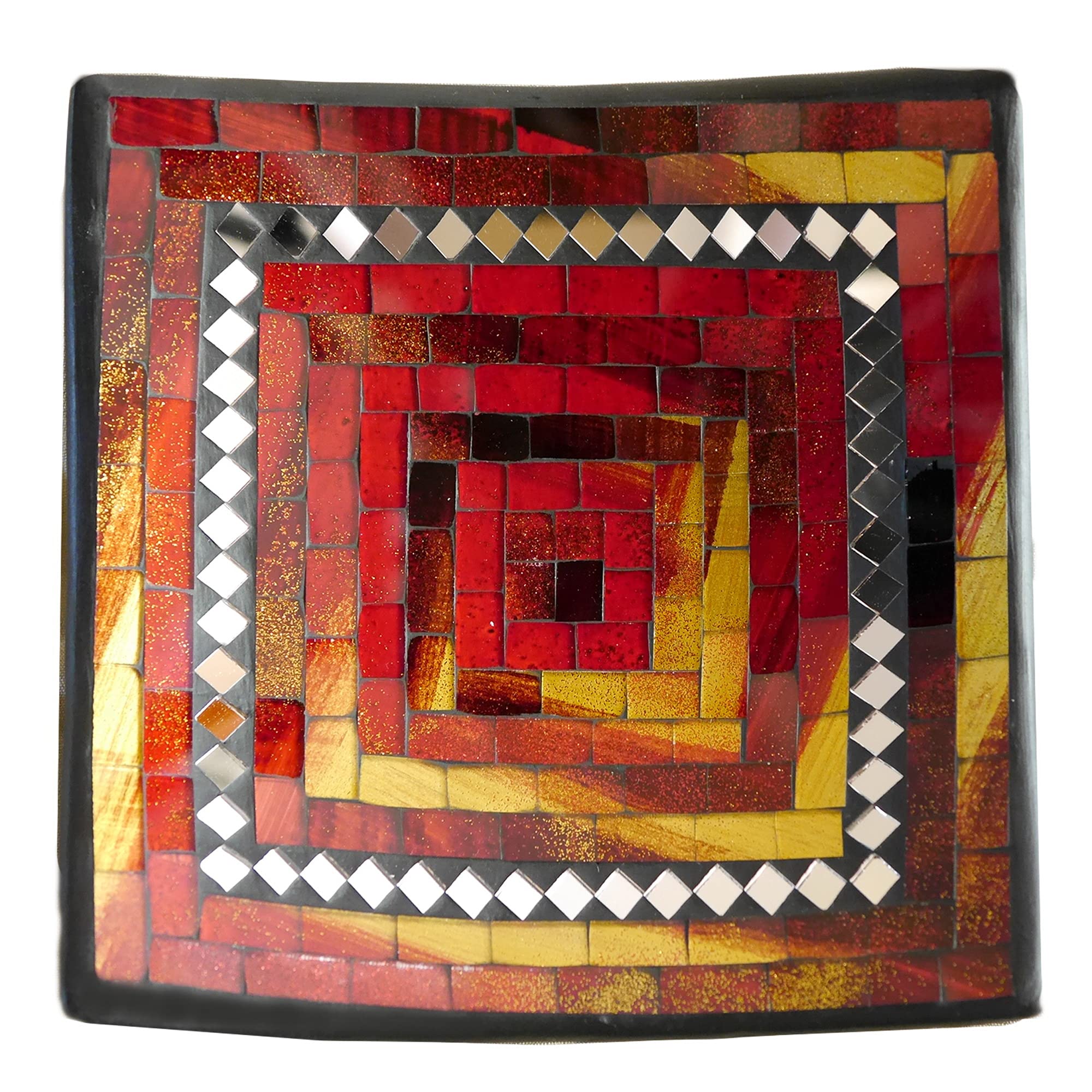 ART-CRAFT Dekoschale Mosaikschale rot gold mit Spiegel Tonsc