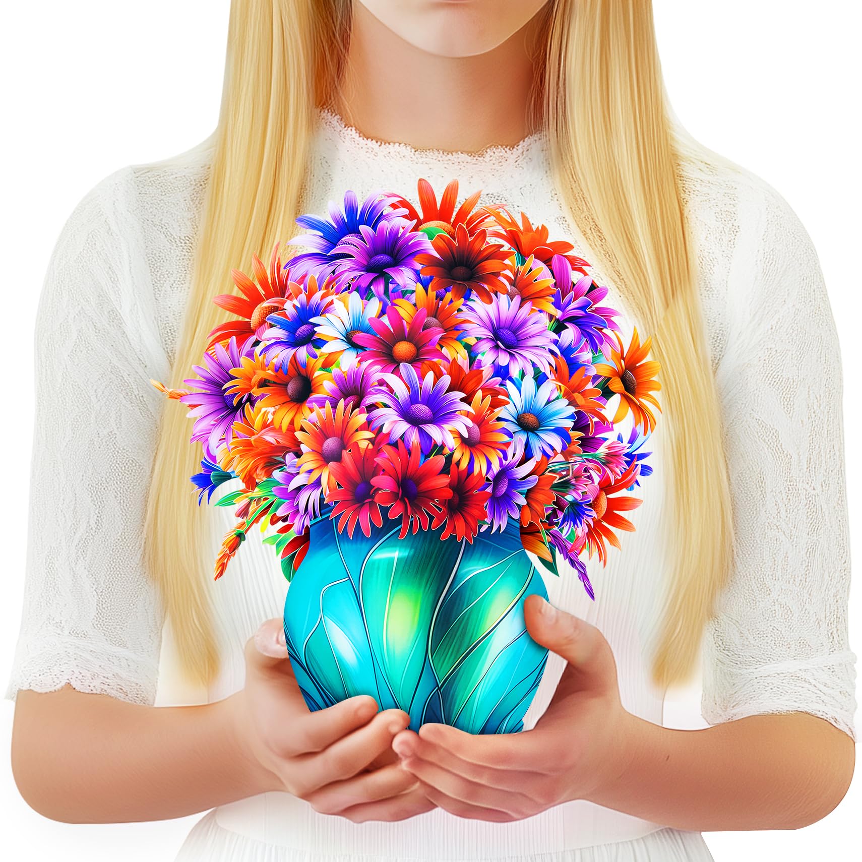 GREETING ART Pop Up Flower Card, 3D Paper Flowers Bouquet – 13" Gerbera Daisies, Birthday, Mother’s Day, Thank You, Graduation, Get Well Greeting Card