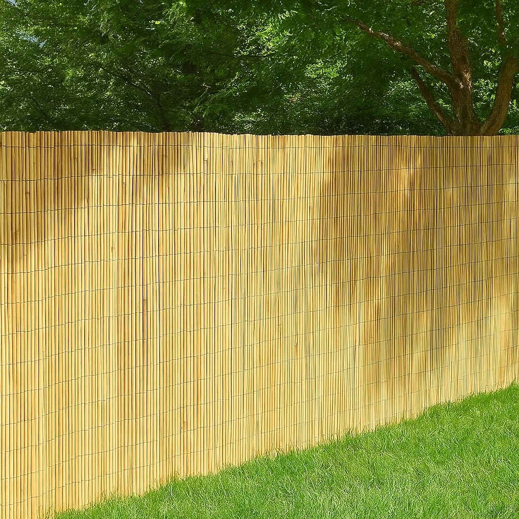 Natural Bamboo Strong Garden Screening, Outdoor Privacy Slat Screening, Extra Thick Garden Screening Natural Slat Fence Panels for Outdoor Wind & Sun Border Protection (1 X 4M) — image 1