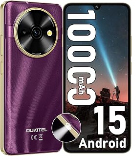 OUKITEL C59 Android 15 Cell Phone Unlocked 2025-10000mAh Battery, 6.88'' Display, 16GB +128GB/TF 1TB Smartphone, 120LM Flashlight, 13MP Camera, 4G Dual SIM Mobile Phones, GPS/OTG,Purple