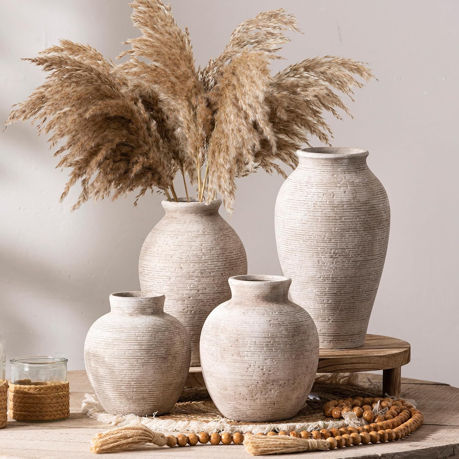 Ceramic Flower Vase Home Decor - Large Farmhouse Table Vases Rustic Vintage Living Room Kitchen Bedroom Decorations for House Book Shelf Office Coffee Desk Dining Fireplace (9" Retro) - Image 8