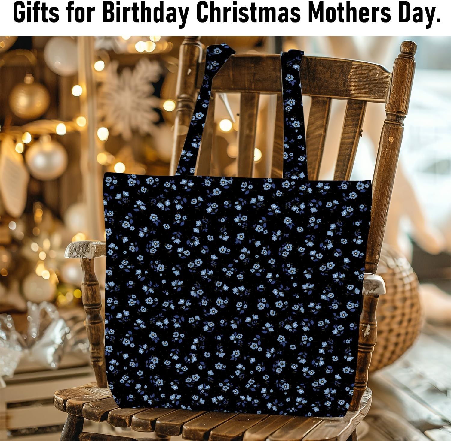 Decohim Multiple Packs Floral Japanese Print Canvas Tote Bag Reusable Grocery Bags Gifts for Women Girls Birthday Christmas - Image 6