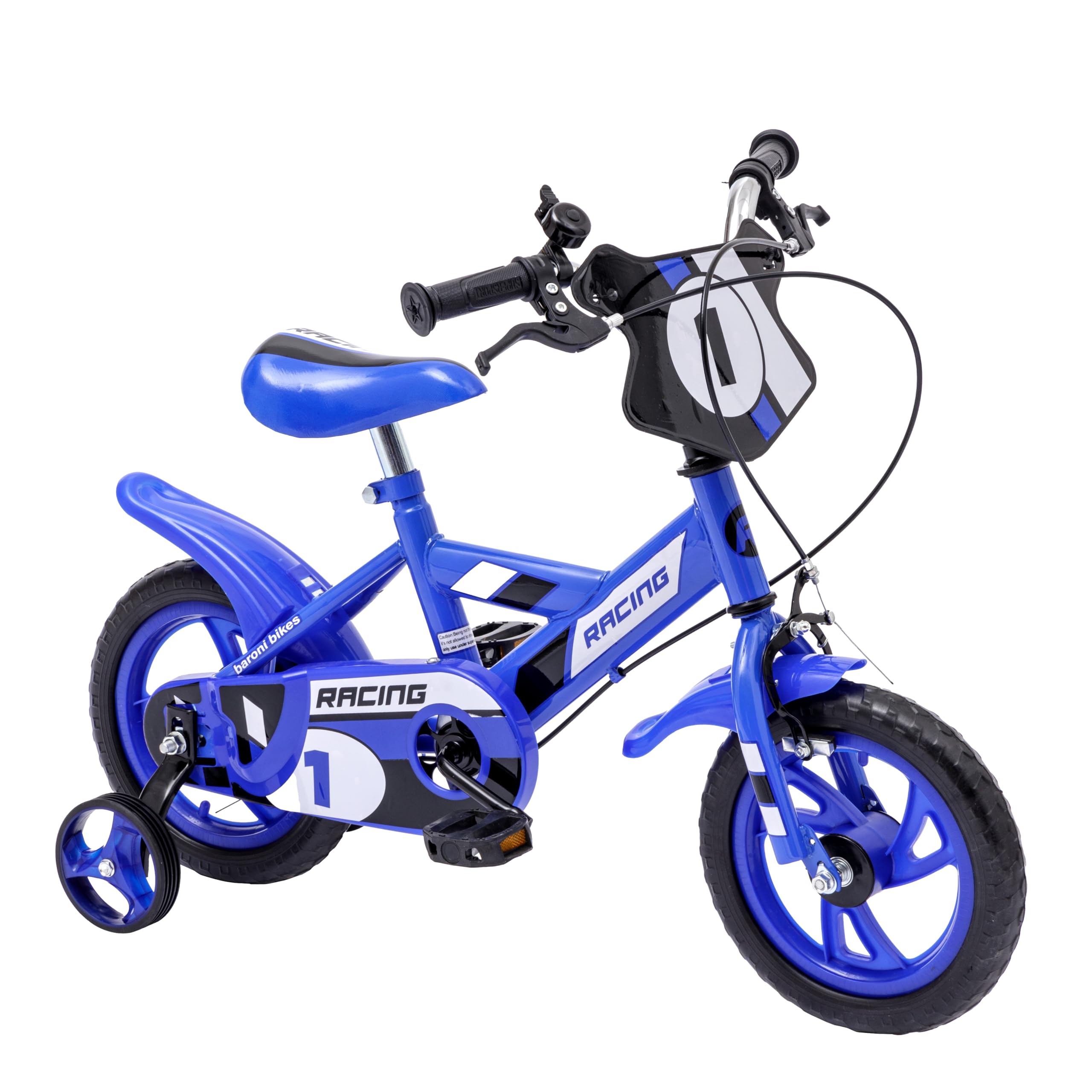 Baroni Toys Bicicleta Azul para Niños con Ruedas Incluidas, Bicicleta Deportiva de Acero para Niños, Bicicleta con Ruedas para Niños, Bicicleta para Niños de 4 a 7 Años