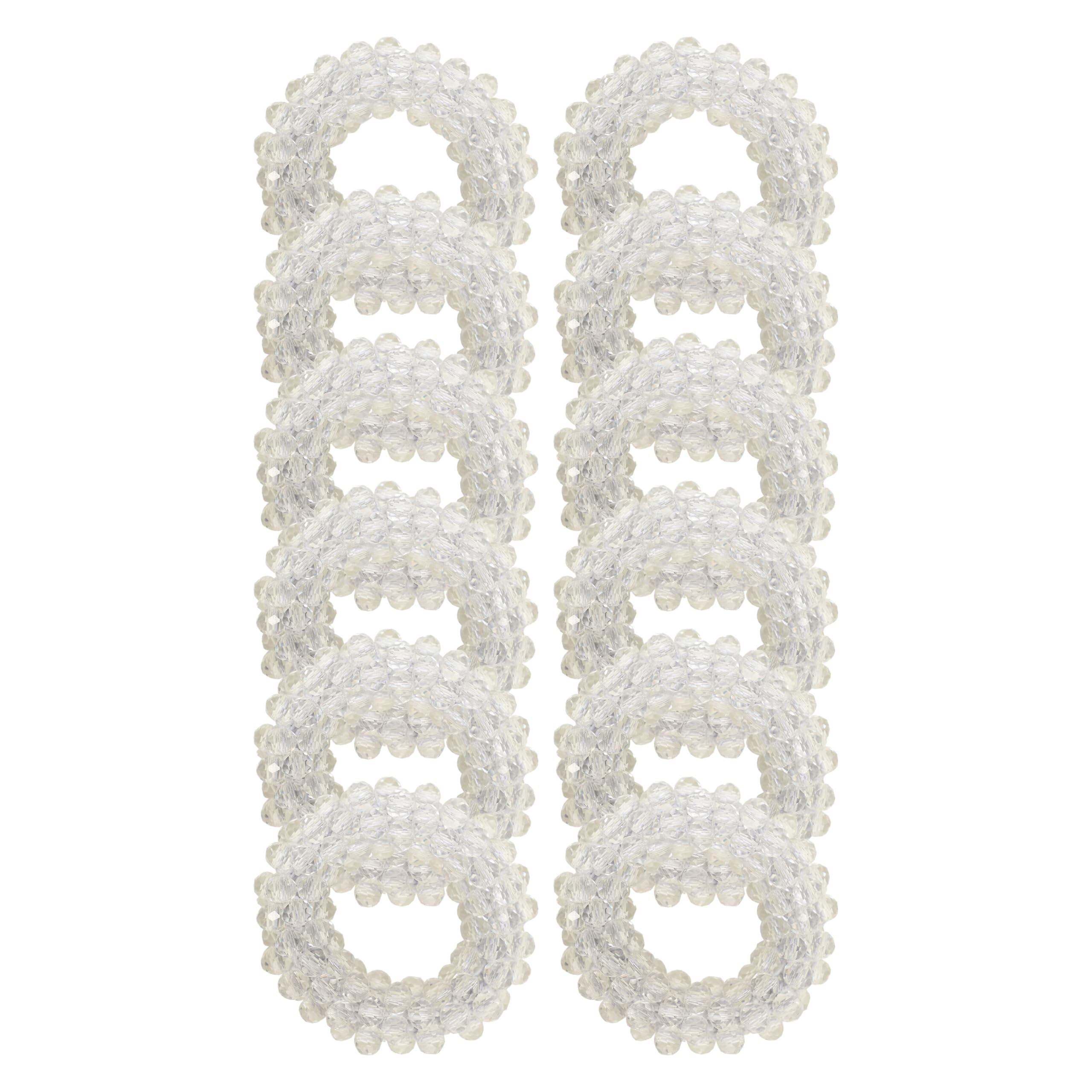 Imperial Riding Mane Knot Elastics IRH, Set of 12 Elastic Hair Bobbles with Beads for Horse Mane, White, 1SIZE