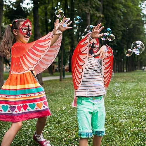 Miniatura 3 de Creatoy Disfraz de pájaro para niños, alas de águila, búho, loro, disfraz de cuervo halcón para niños y niñas con máscara, regalos de fiesta