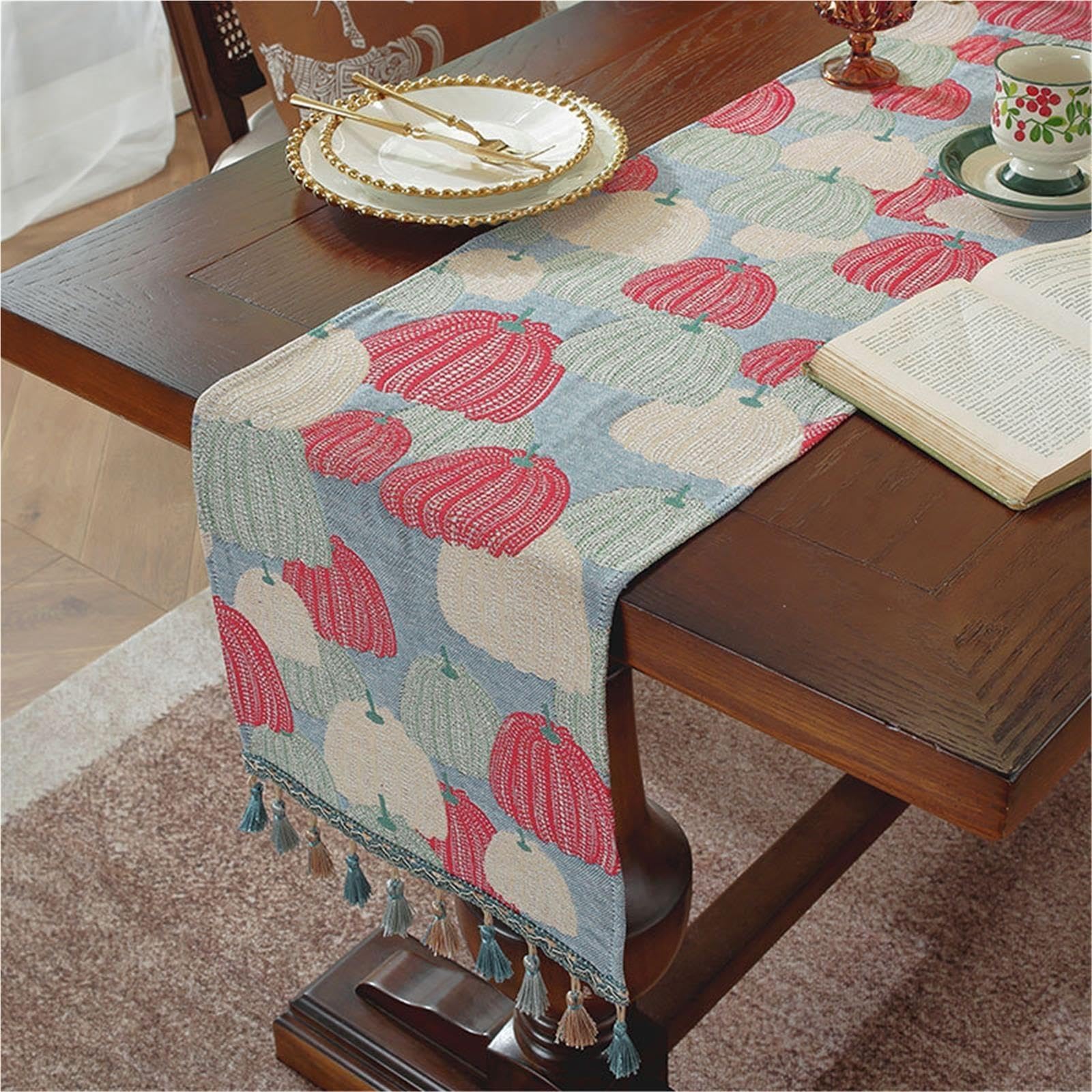 Runner da Tavolo con Nappe Runner da tavolo jacquard retrò