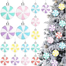 Janinka 24 Pcs Pastel Christmas Peppermint Candy Ornaments Multicolored Candy Cane Xmas Hanging Decorations Macarons Peppermint Tree Ornaments for Christmas Party Xmas Tree Holiday Wedding Party