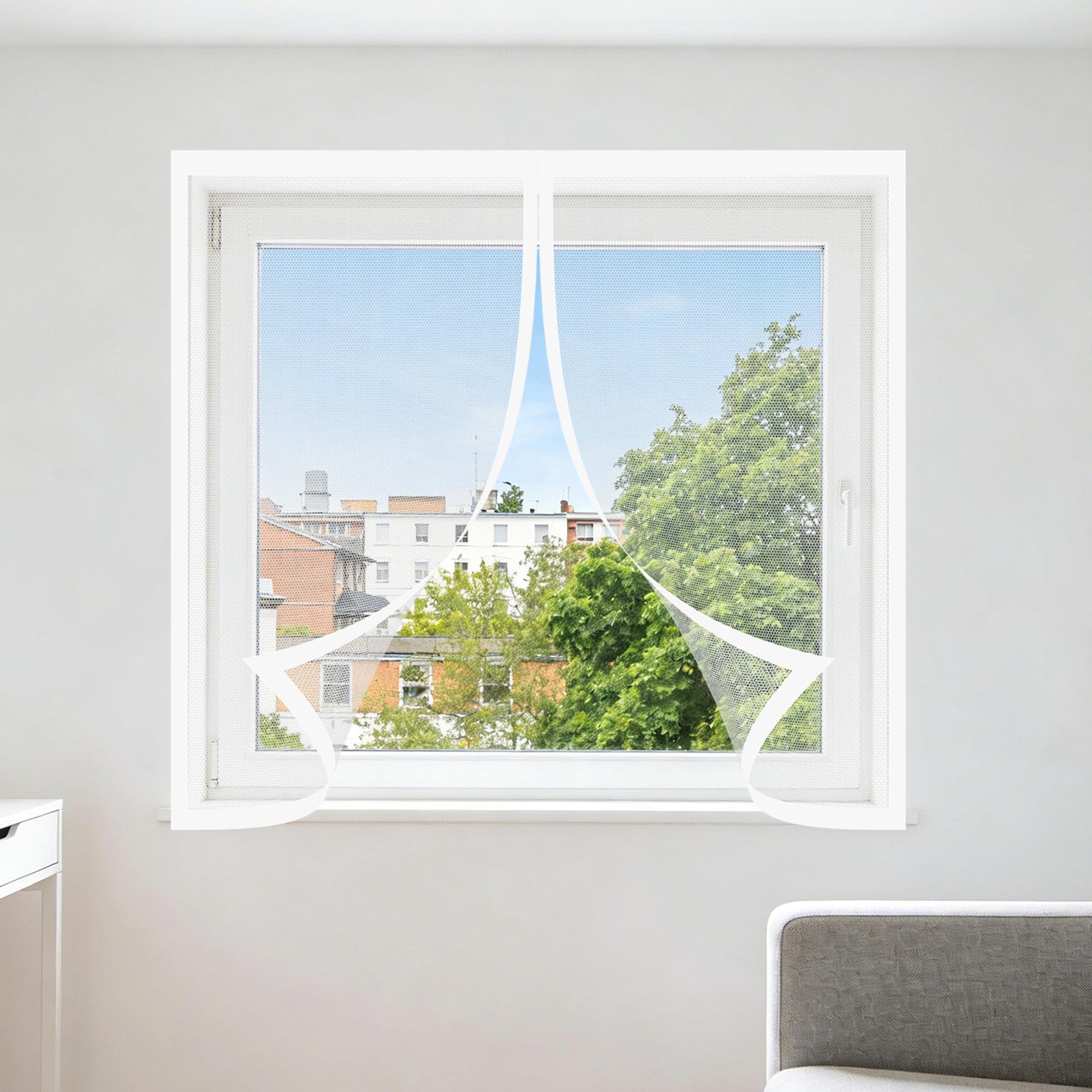 Moustiquaire de fenêtre pour chambre 150x175 cm stop aux insectes sans percer le mur
