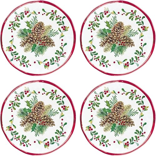 Miniatura 7 de UP ware - Juego de vajilla de melamina de piñas de 16 piezas, juego de platos para exteriores, juegos de platos y cuencos, decoraciones navideñas,