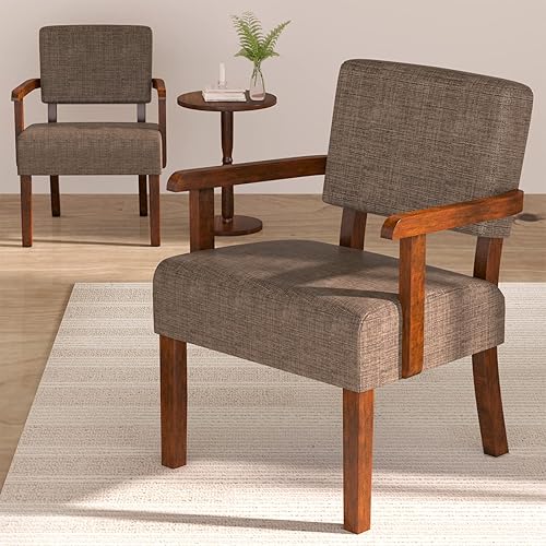 Juego de 2 sillas decorativas con mesa, sillas de sala de estar con asiento suave y reposabrazos para sala de estar, dormitorio, sala de lectura,