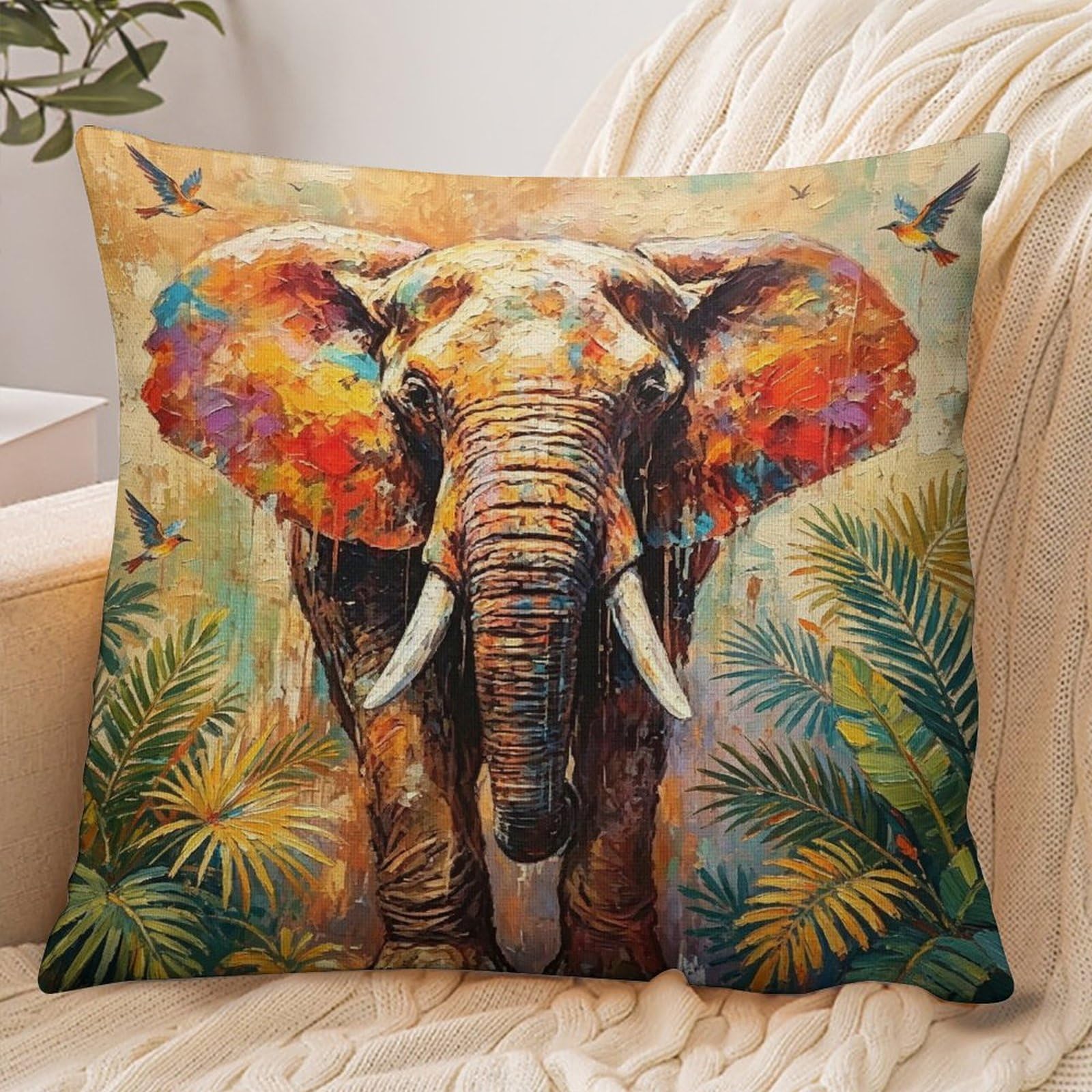 Fekiloot Style Elephant Poster Pillowcase Pillow Sham Pillow Case