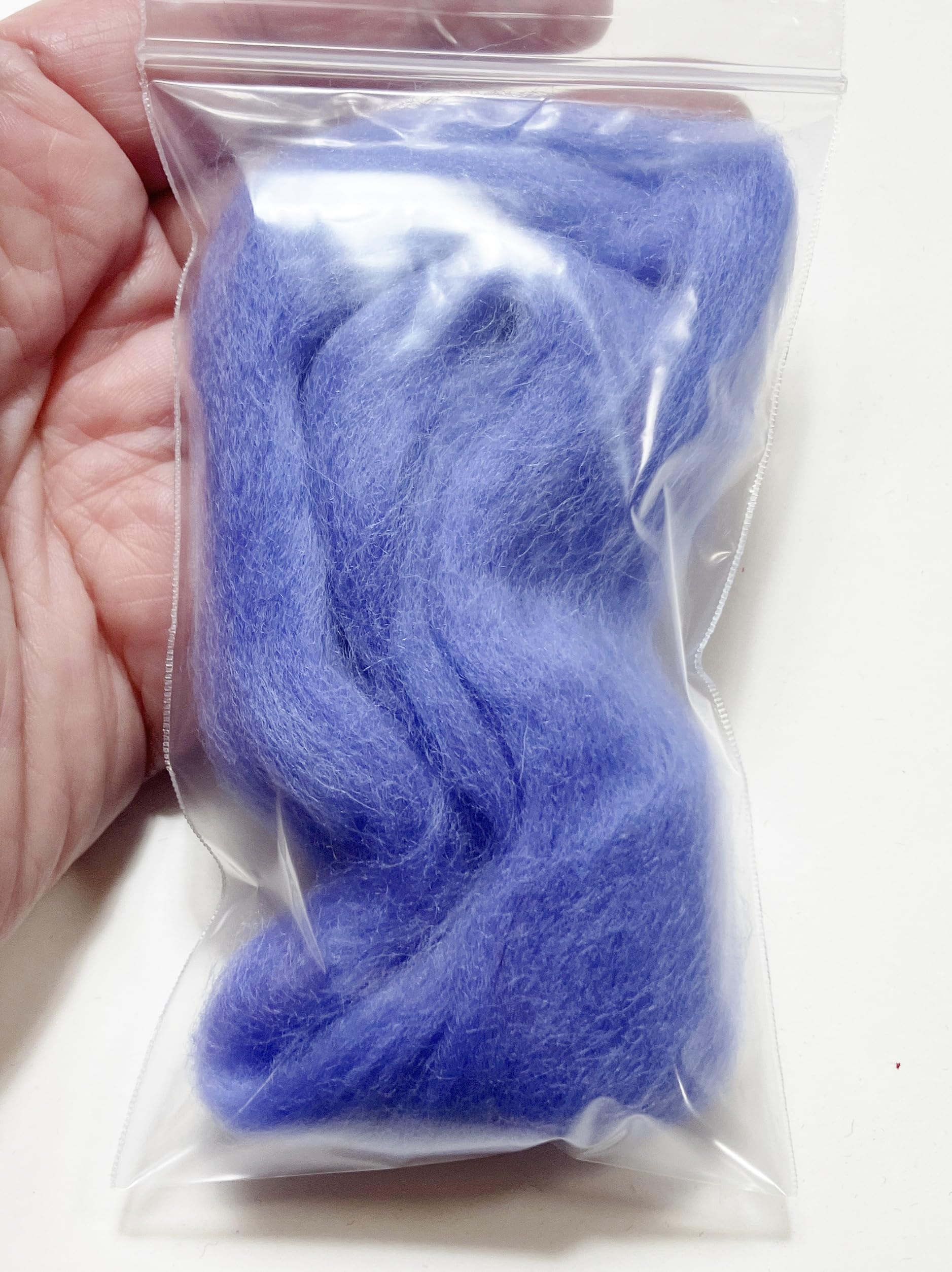 LM077-005 MOREZMORE Wool Roving for Needle Felting 5g Periwinkle Blue Merino Purple 100% Wool Fine Grade