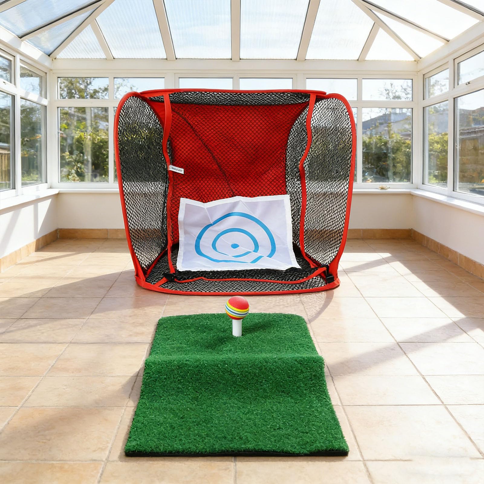 Red de Astillado de Golf, Plegable, Portátil, con Diseño Emergente Instantáneo, Práctica de Golf en Interiores con Tapete de Césped, Bolas, Bolsa de Almacenamiento para Patio Trasero, Garaje,