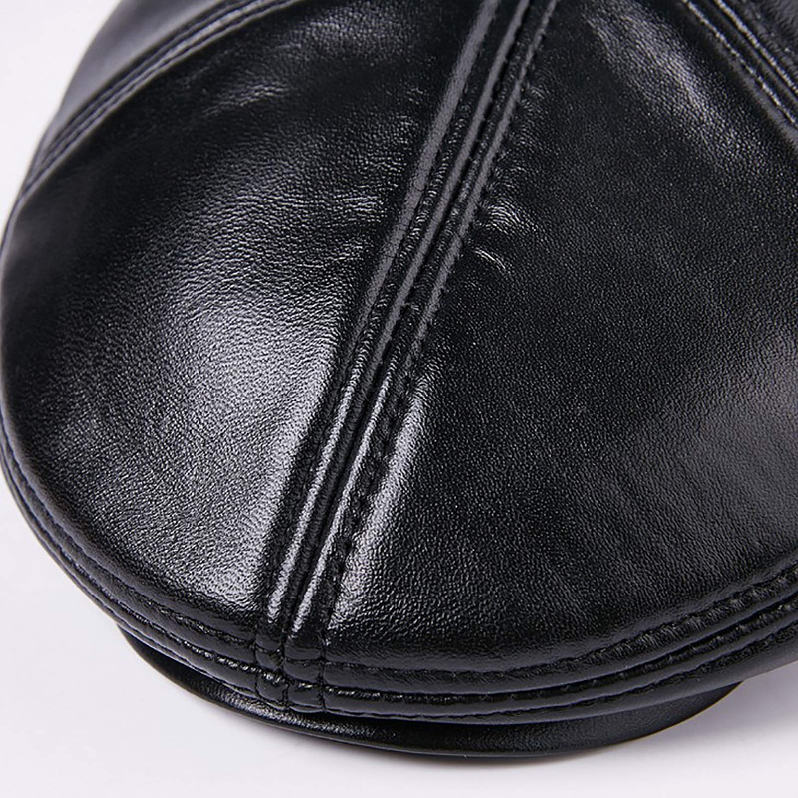 Sombreros de invierno, hombres boina de cuero piel de oveja vintage tapa de pico invierno para ancianos