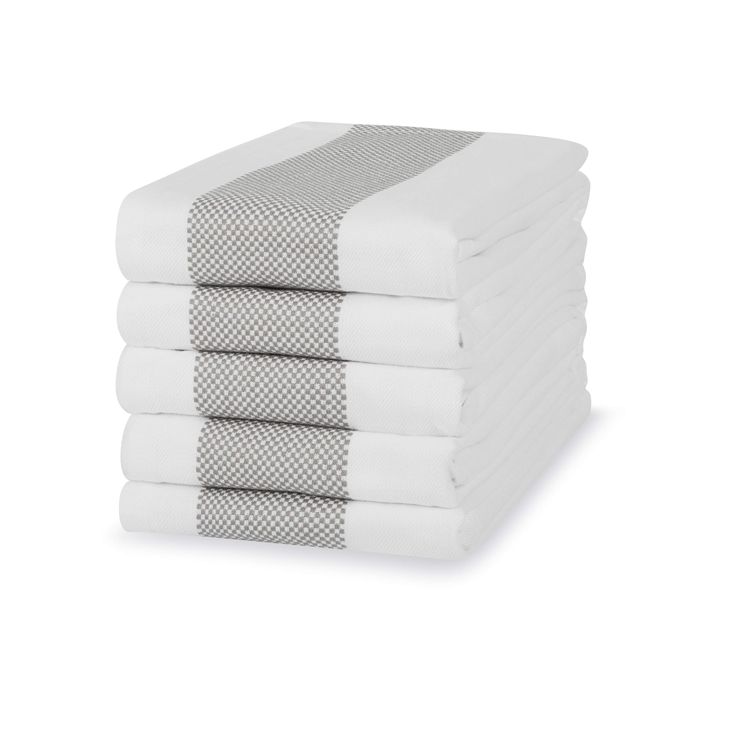 Sticky Toffee 100% Cotton Tea Towel - Cappuccino Grey Mini Chequered Pattern, Pack of 5 | Kitchen Towel Set | Absorbent, Strong, Quick Dry | For Home Decor & Bathroom AccessoriesOEKO-TEX STANDARD 100