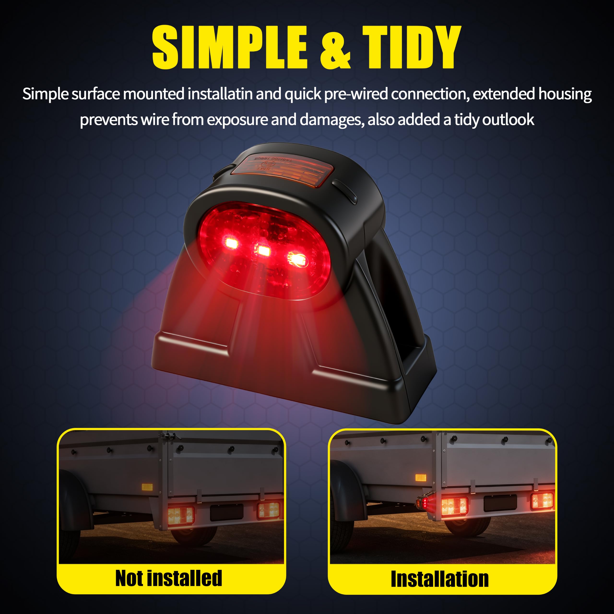 2 luces LED de gálibo 10-30 V, resistentes al agua IP67 con certificado E9, luces de posición laterales para remolques, camiones, caravanas