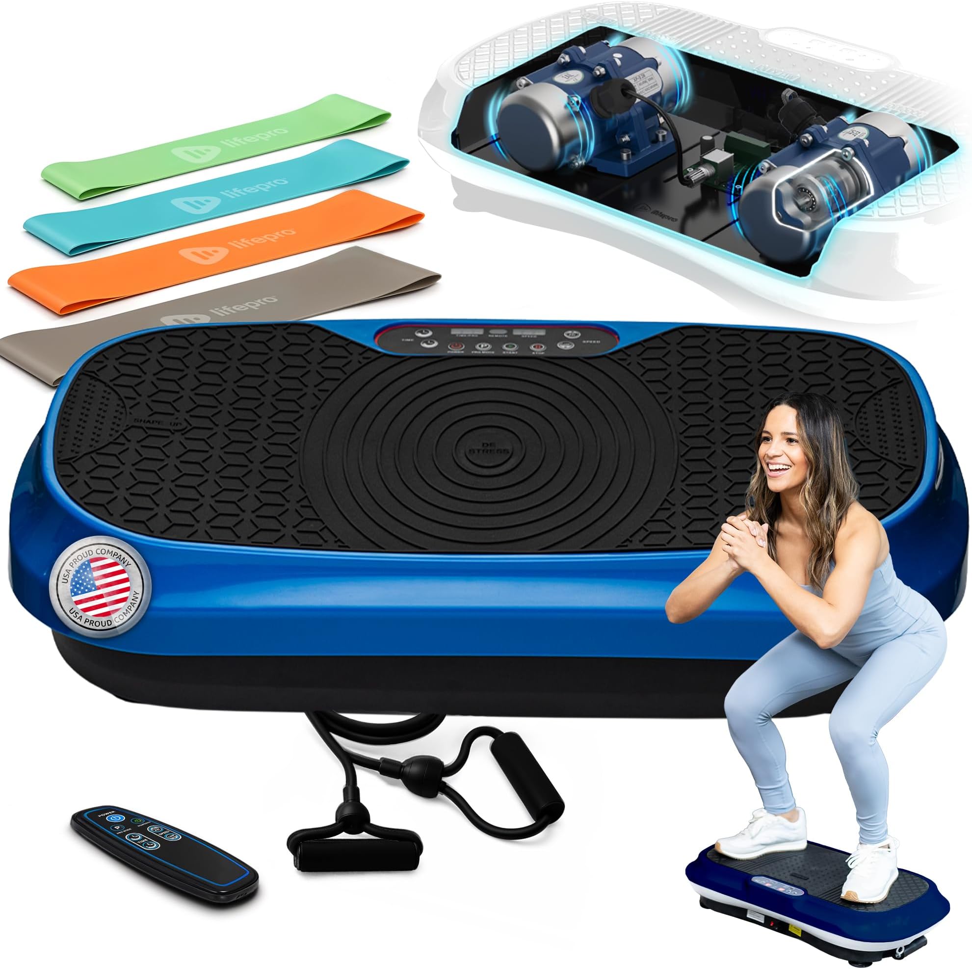 Lifepro Waver Mini Vibration Plate for Lymphatic Drainage – Whole Body Vibrating Platform Exercise Machine for Muscle Toning & Recovery with Remote & Resistance Bands, Max Load 260 lb