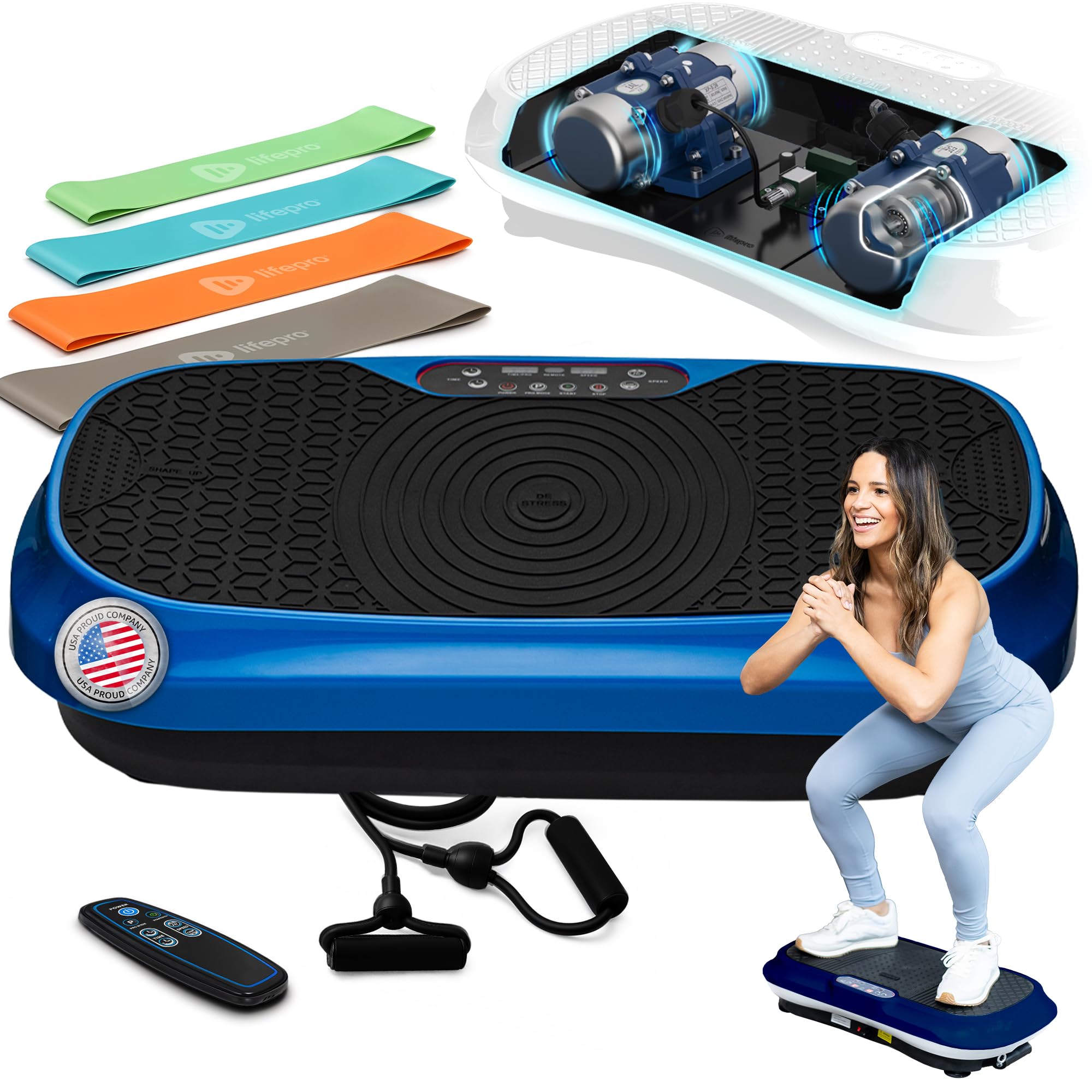 Vibration Plate for Lymphatic Drainage – Whole Body Vibrating Platform Exercise Machine for Muscle Toning & Recovery with Remote Max Load 260 lb